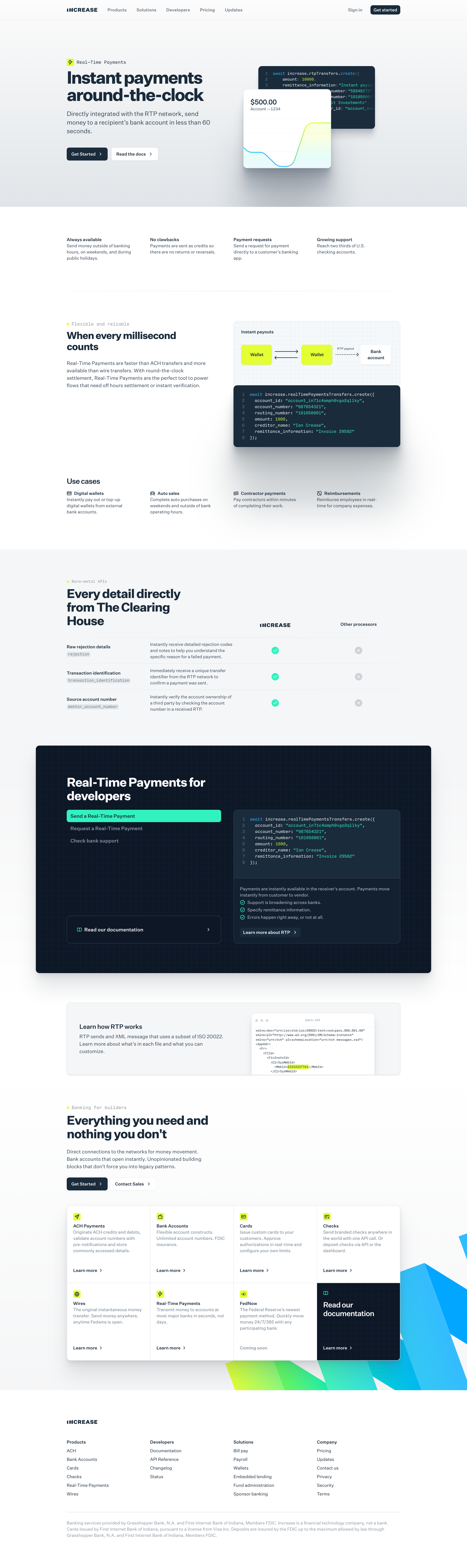 Increase - Real-Time Payments — Increase screen