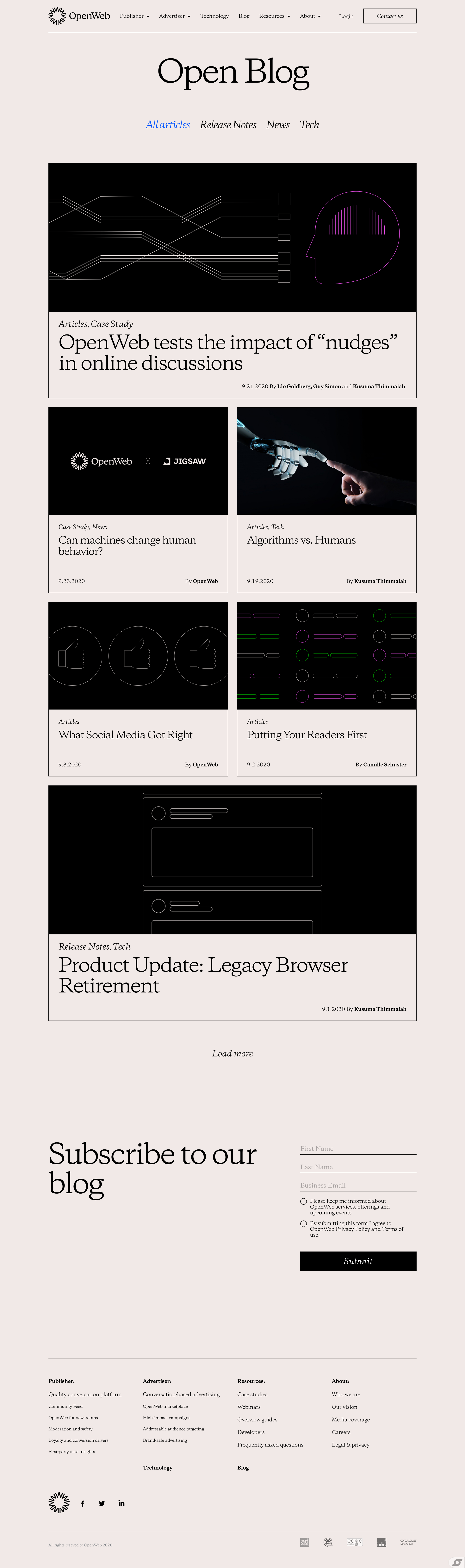 OpenWeb - Blog screen