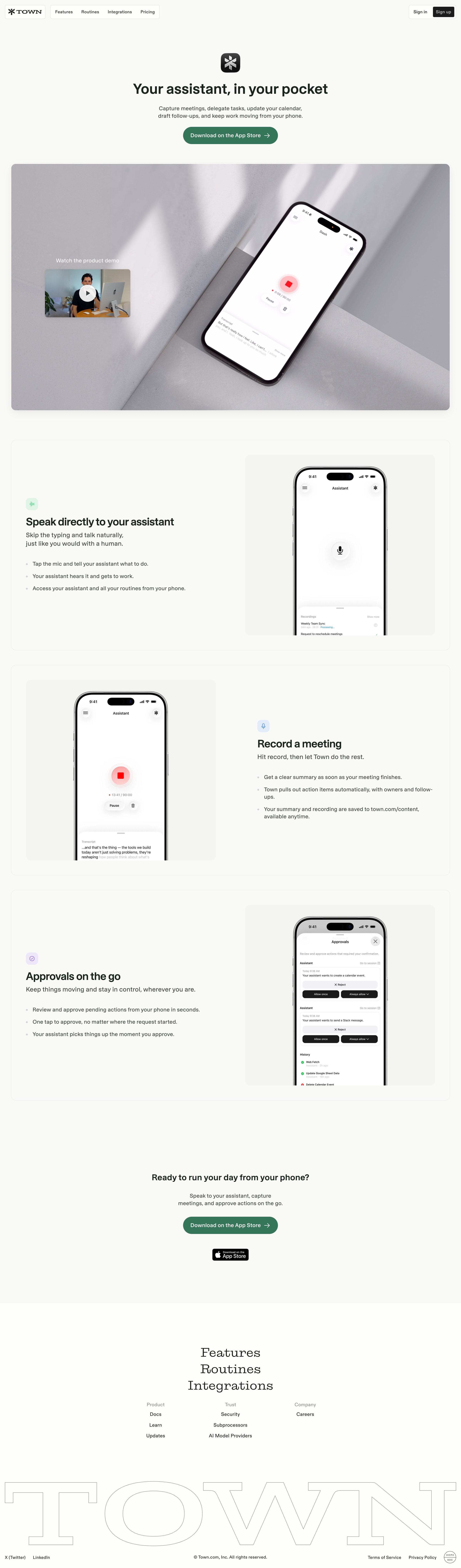 Town - Your assistant, in your pocket screen