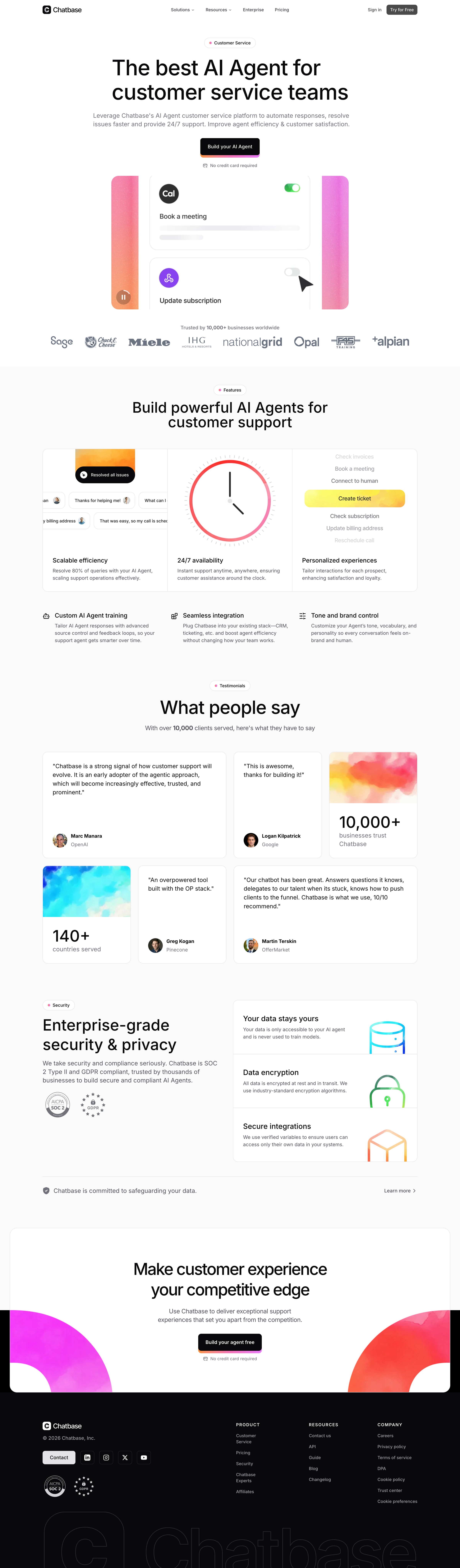 Chatbase - AI Agent for Customer Service Automate Support & Enhance CX Chatbase screen