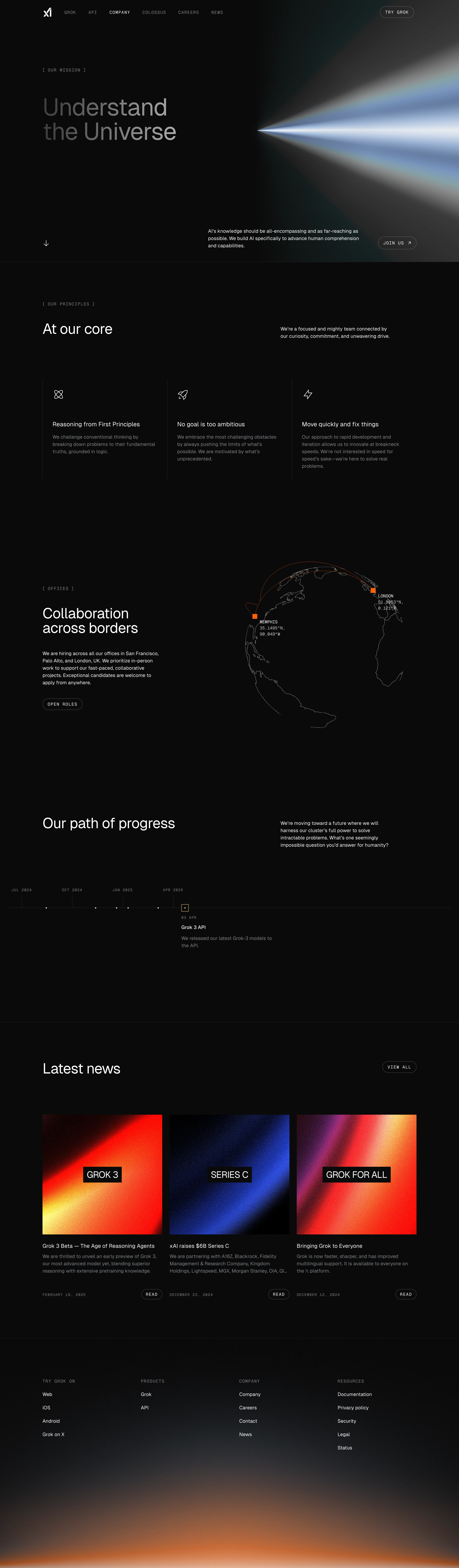 Grok - Company | xAI screen