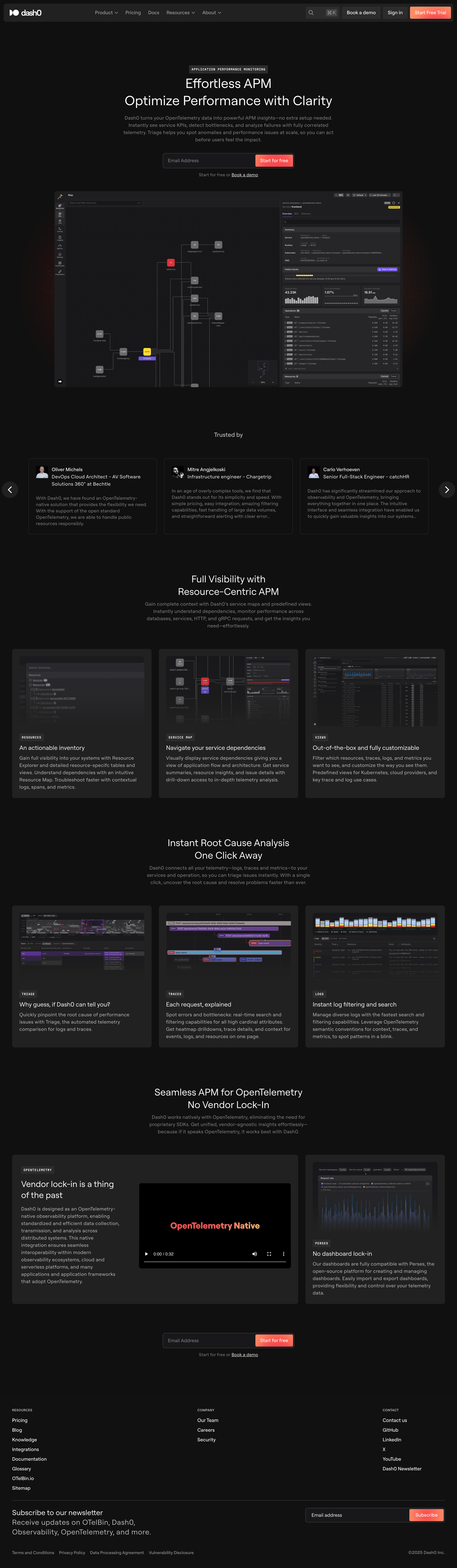 Dash0 - Application Performance Management · Dash0 screen