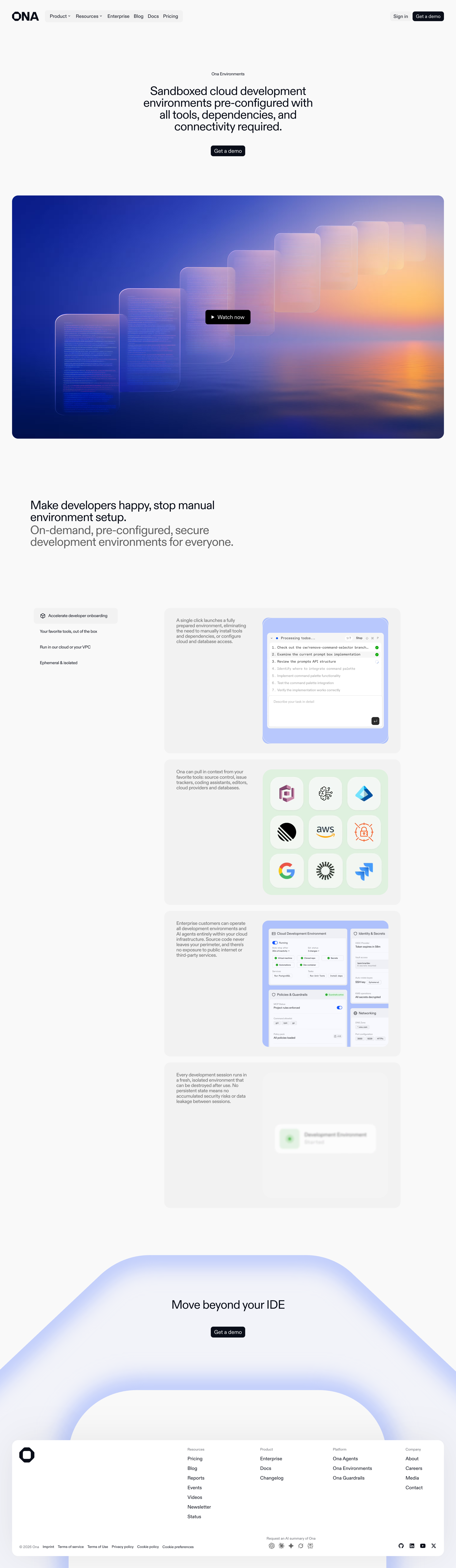 Ona - Cloud development environments Ona - AI software engineers screen