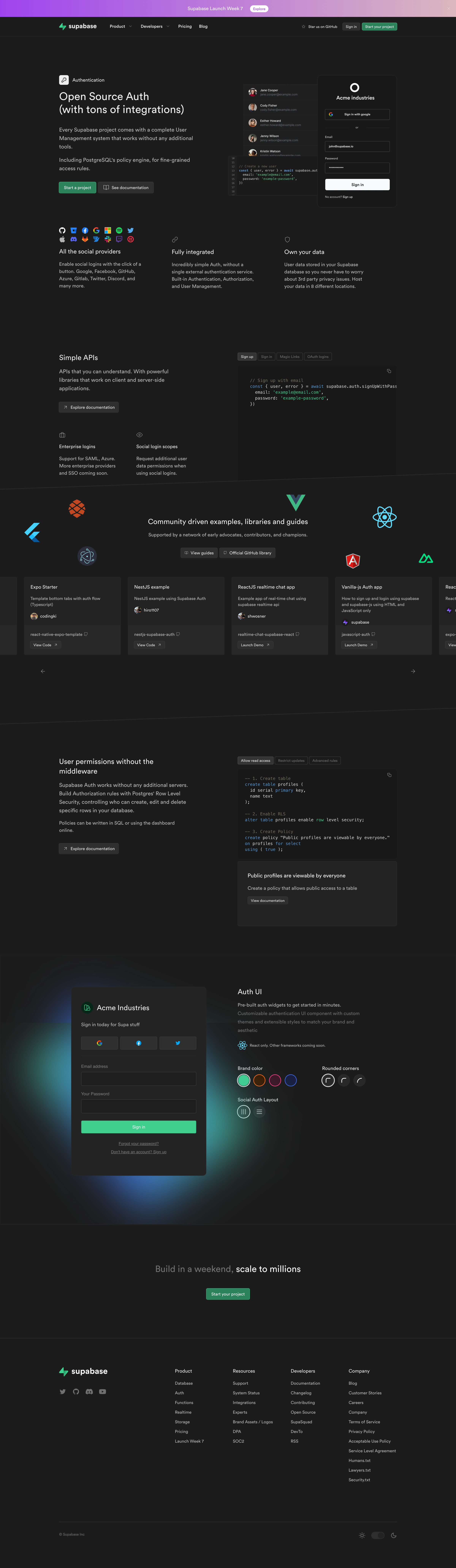 Supabase - Auth | Built-in user management screen