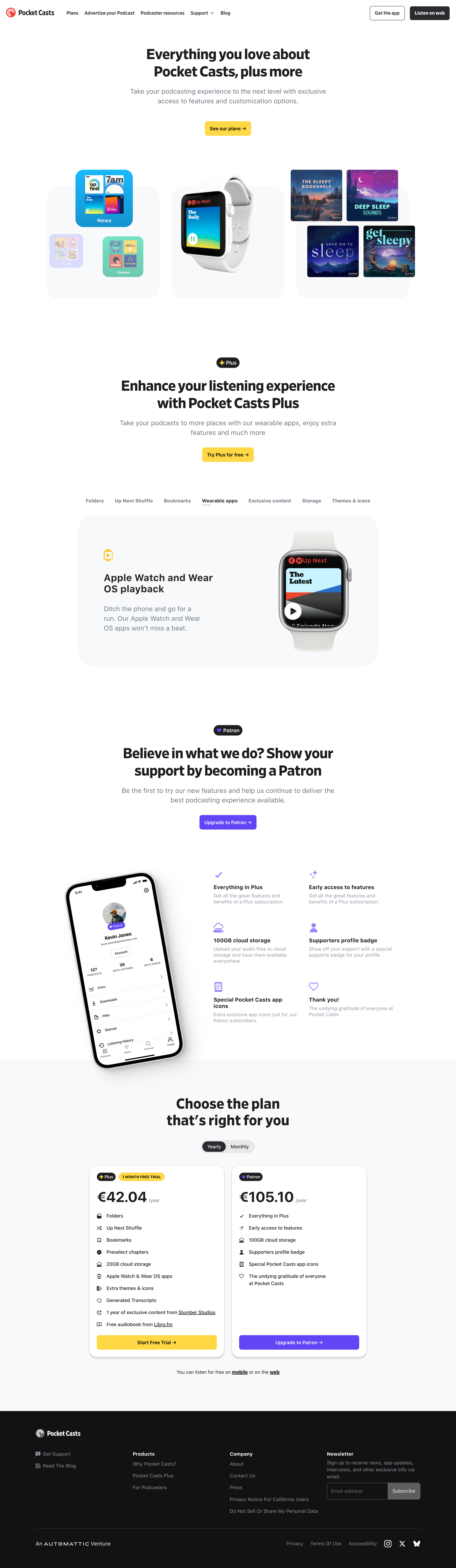 Pocket Casts - Plans - Pocket Casts screen