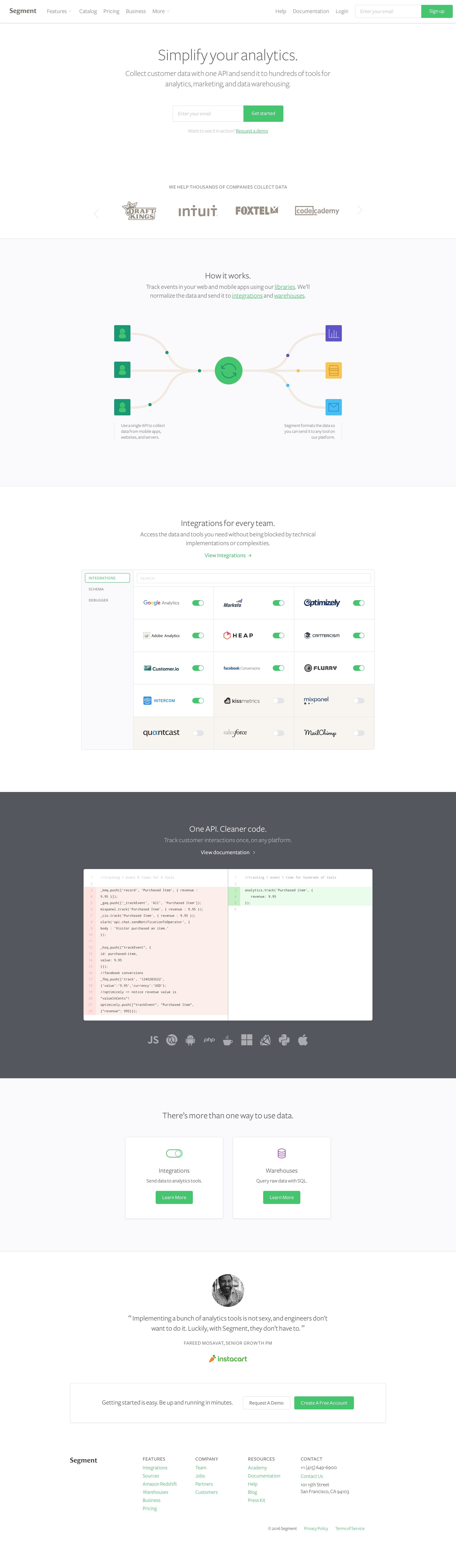 Segment - Landing page screen