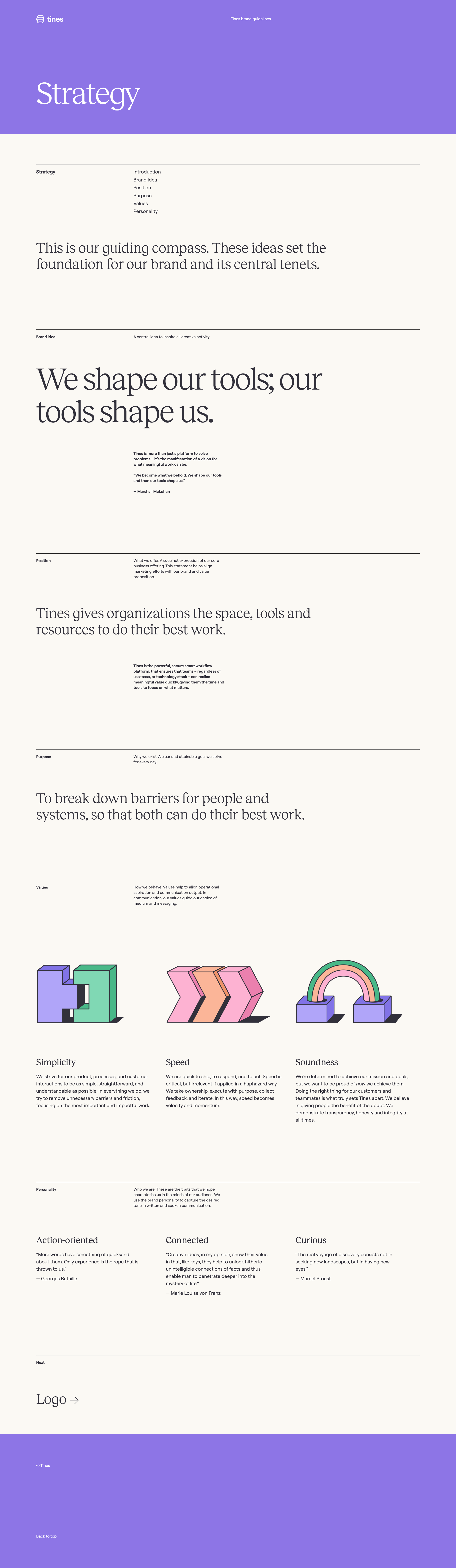 Tines - Tines | Brand - Strategy screen
