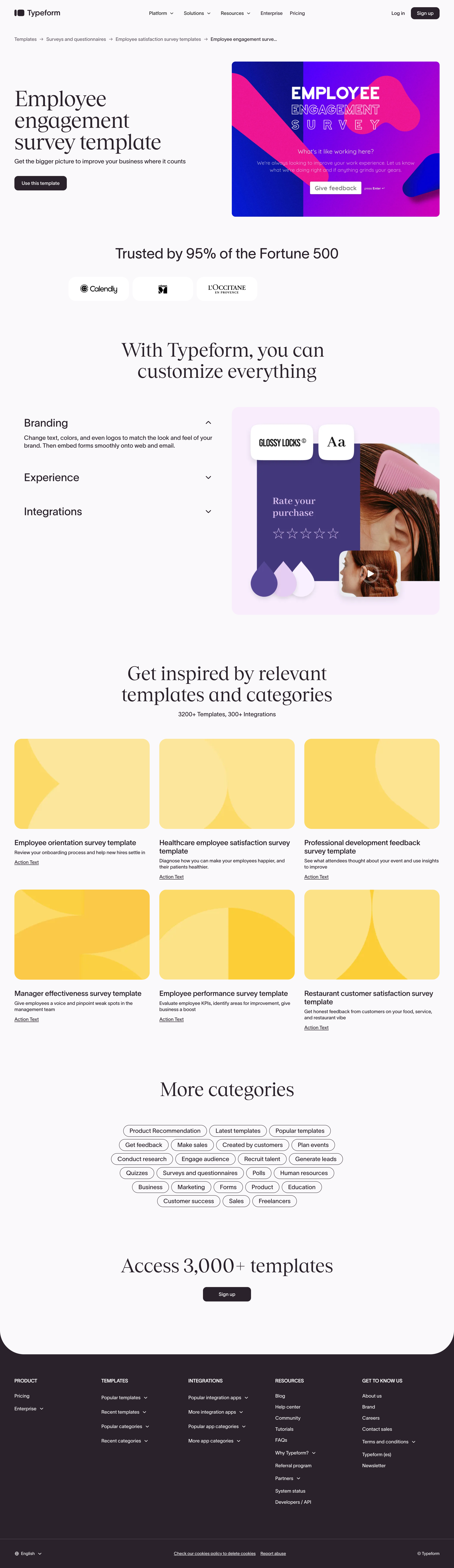 Typeform - Employee Engagement Survey Template screen