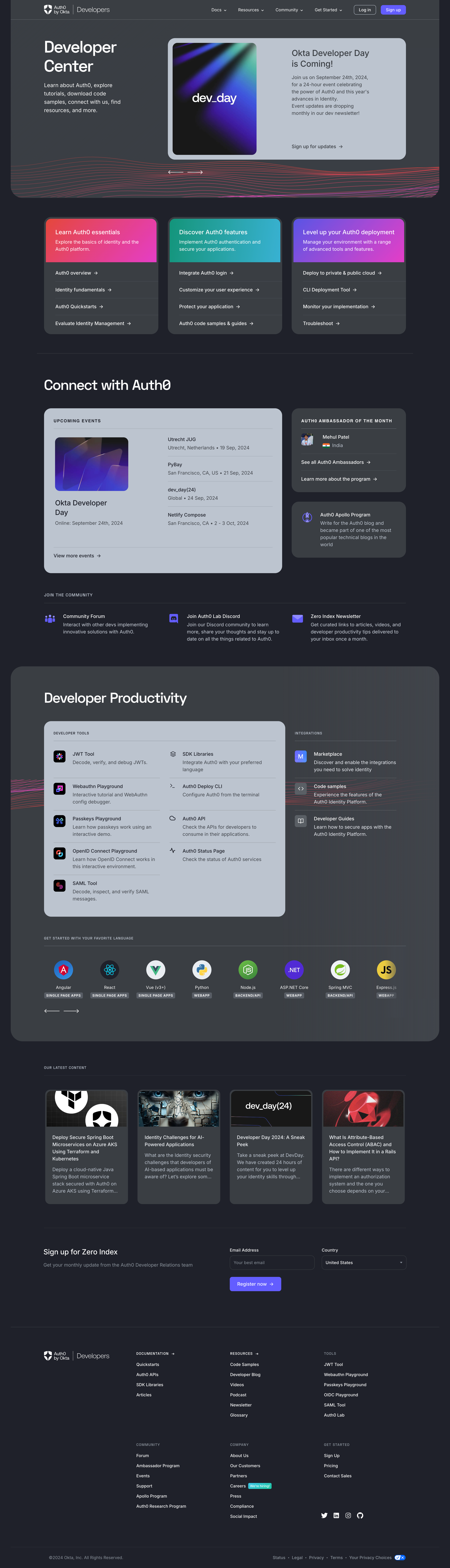 Auth0 - Developer Center | Auth0 screen