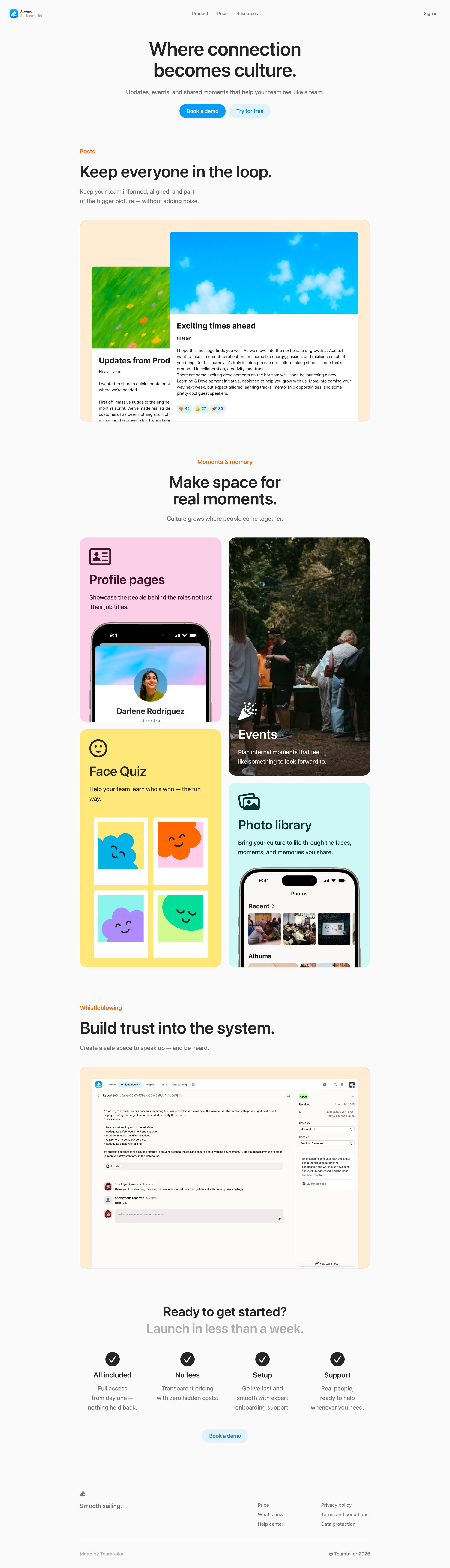 Aboard - Team & culture — Aboard screen
