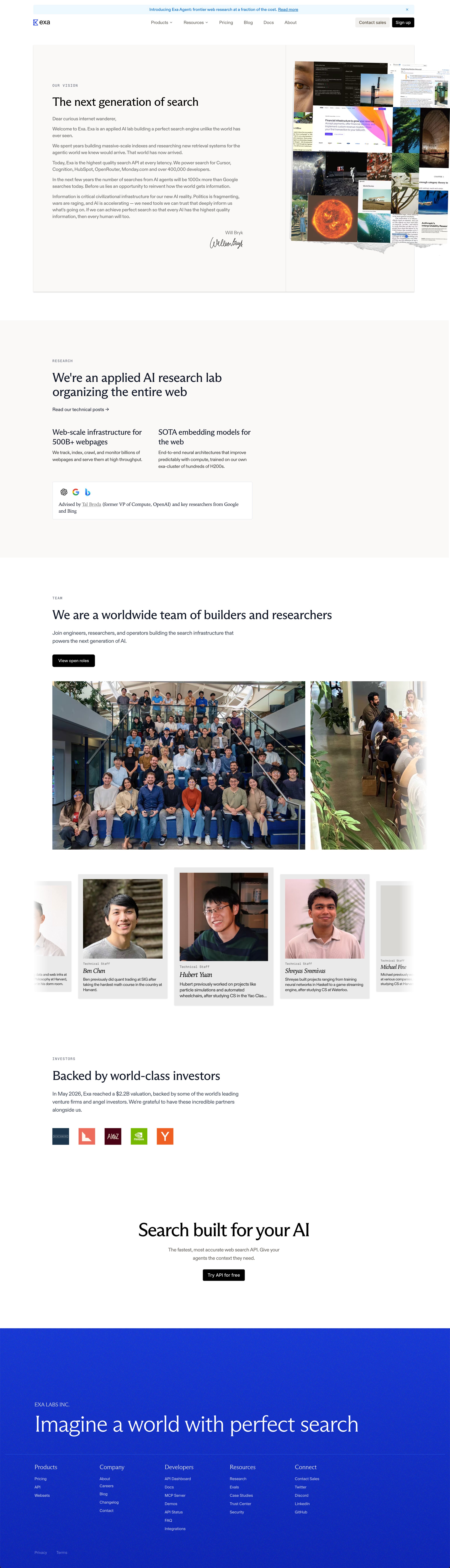 Exa - Exa The Search Engine for Developers & Custom AI Search Solution screen
