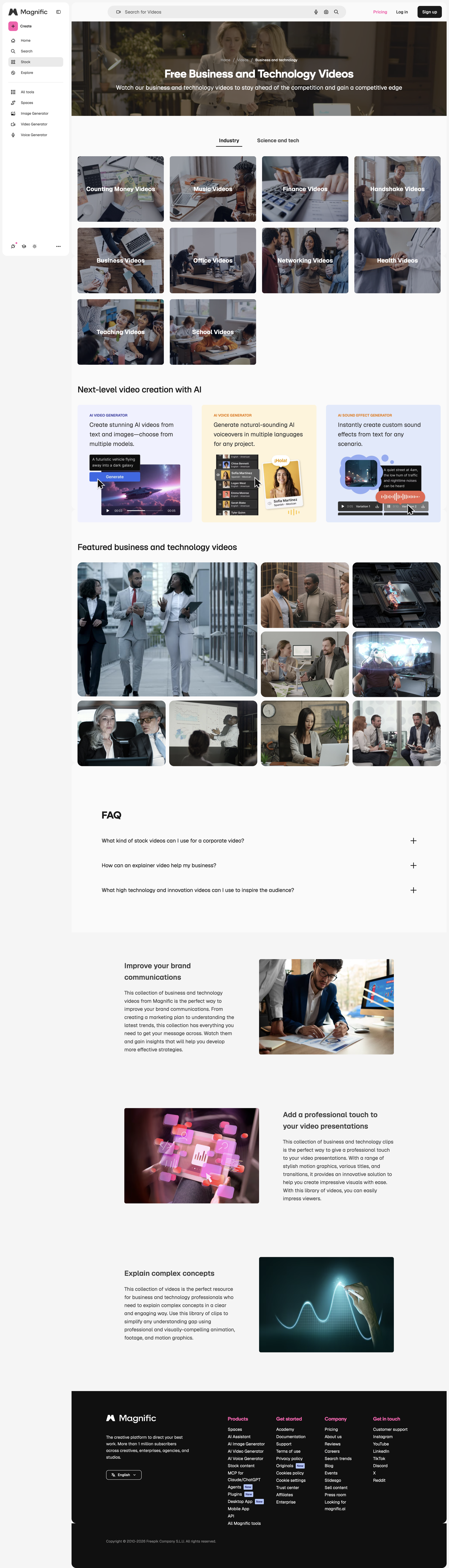 Magnific - Free Business and Technology Videos in HD and 4K to download | Magnific screen