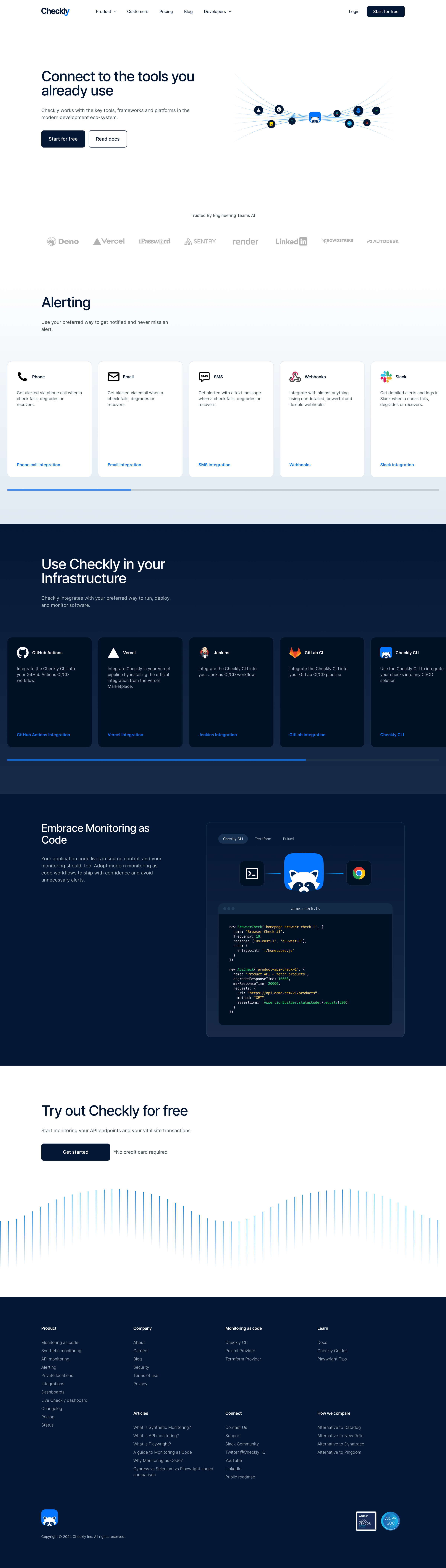 Checkly - Integrations screen