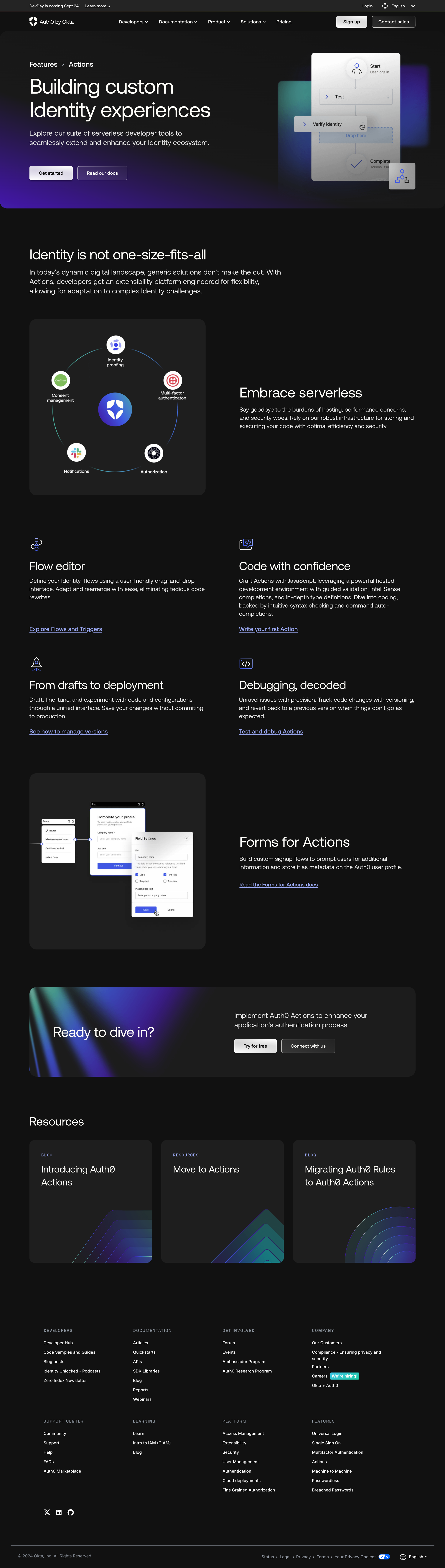 Auth0 - Actions - Extend and Customize Identity - Auth0 screen