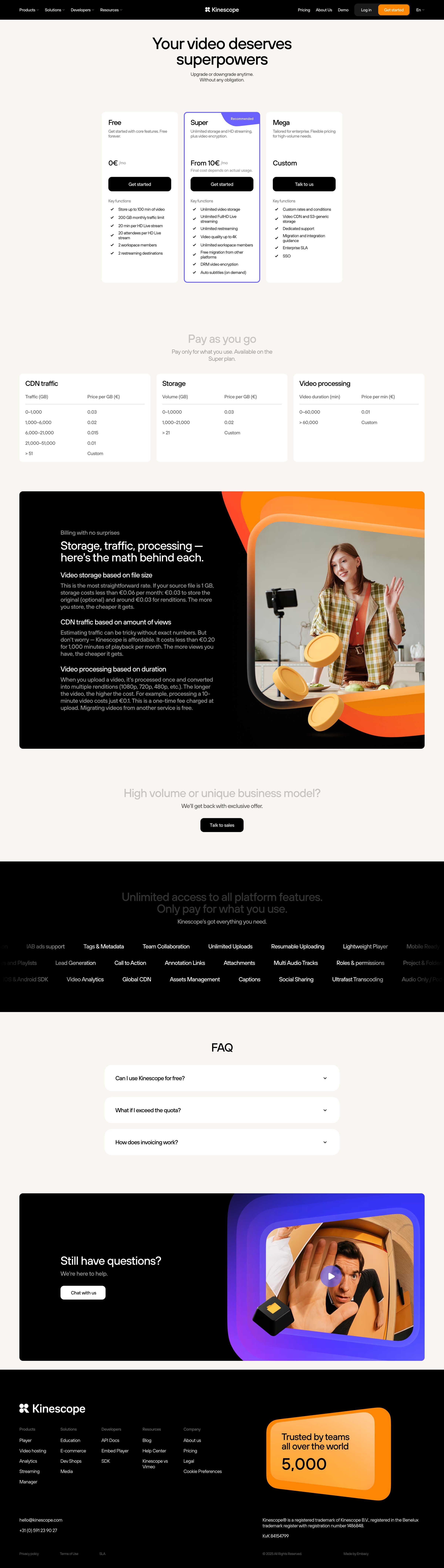 Kinescope - Kinescope Pricing — Try Video Hosting & Streaming for Free screen