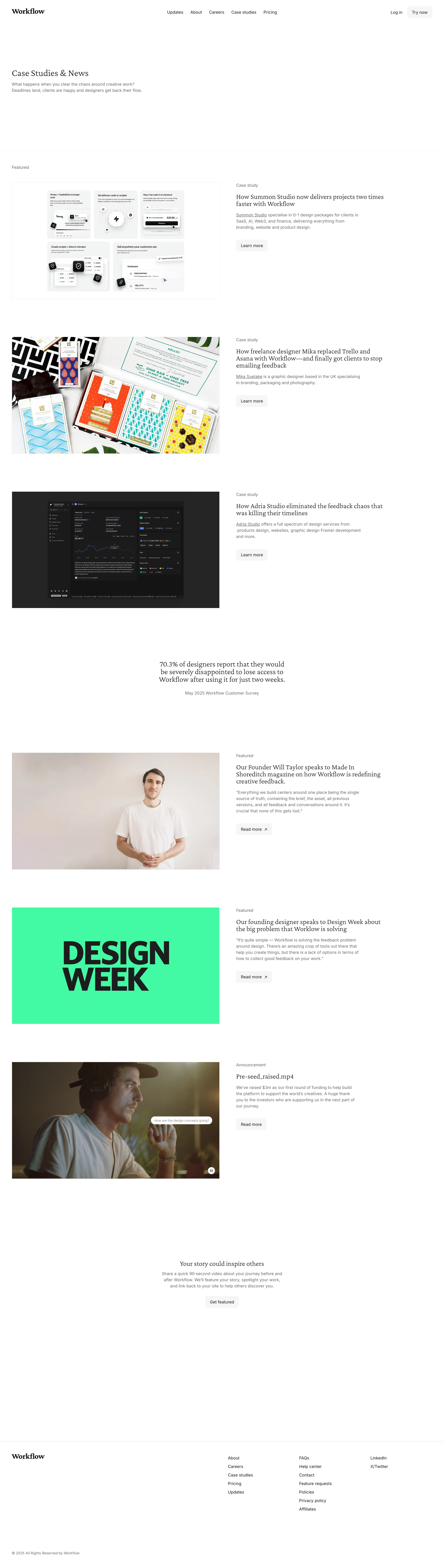 Workflow - Workflow – Case Studies & News screen