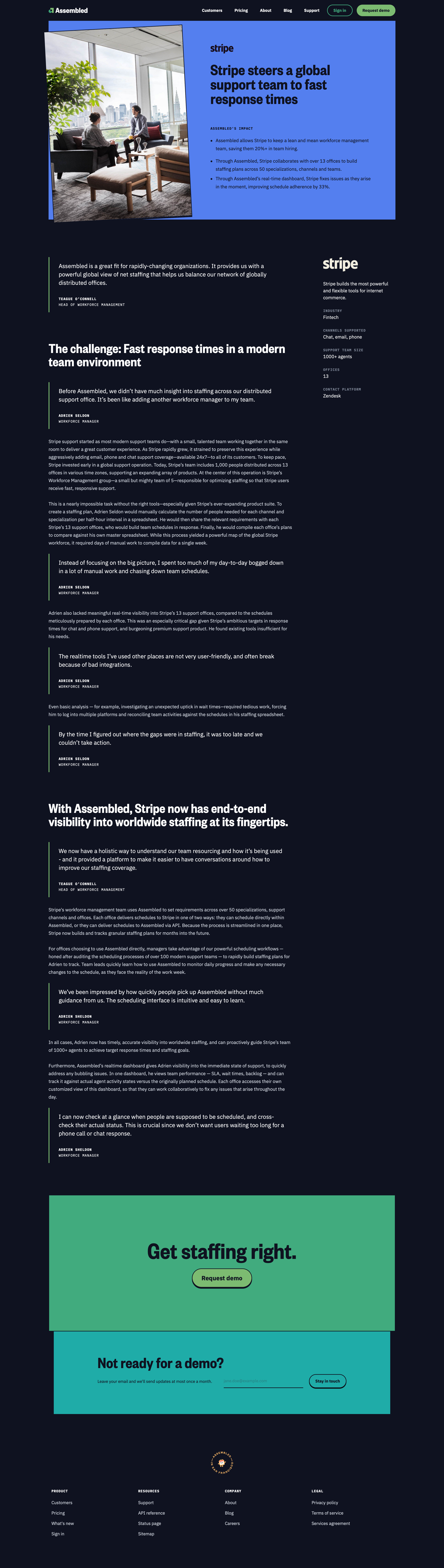 Assembled - Customers stories screen