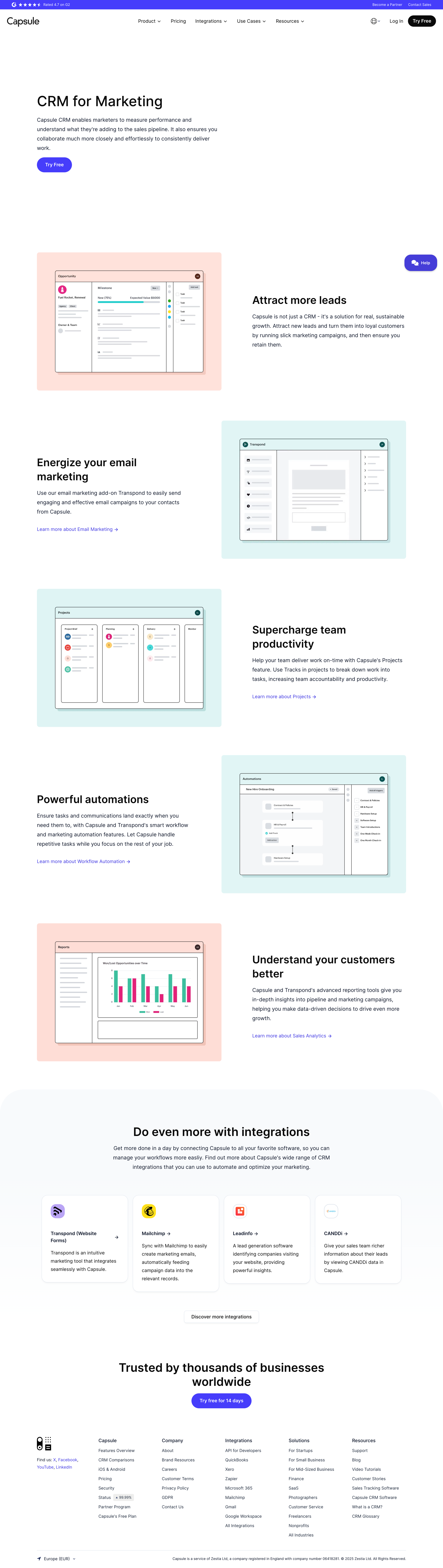Capsule - CRM for Marketing Capsule CRM screen