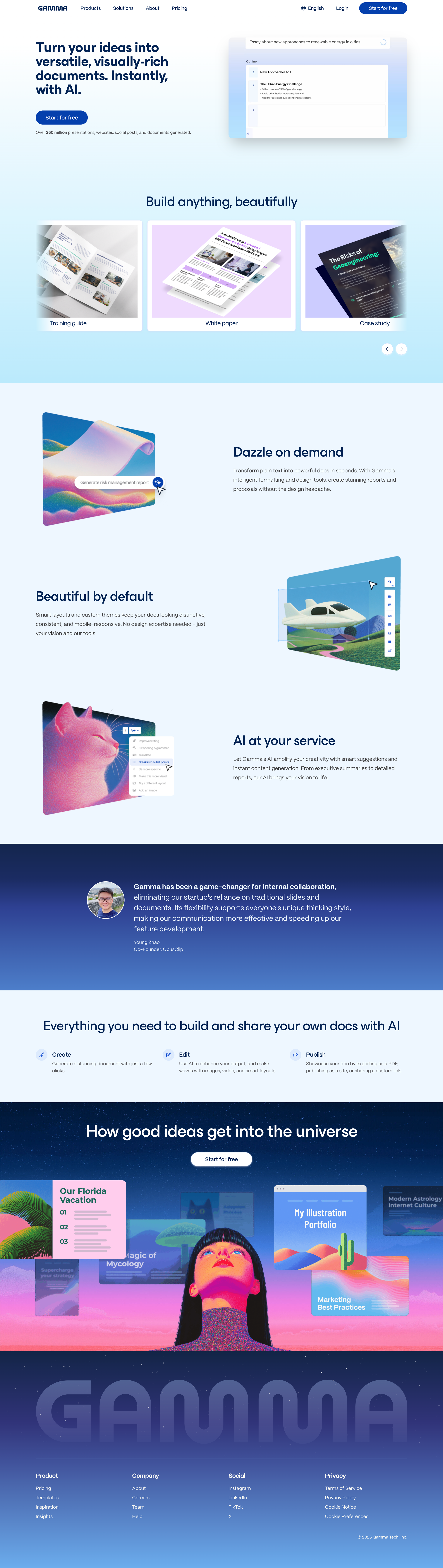 Gamma - Gamma for documents | Instantly create docs with AI Gamma screen