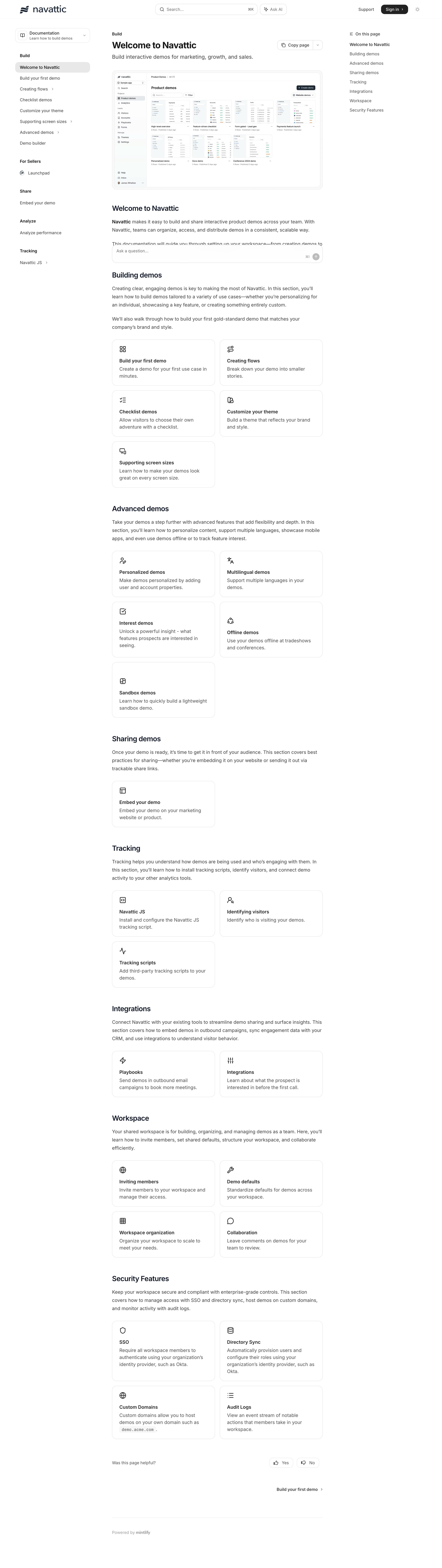 Navattic - Welcome to Navattic - Navattic Documentation screen