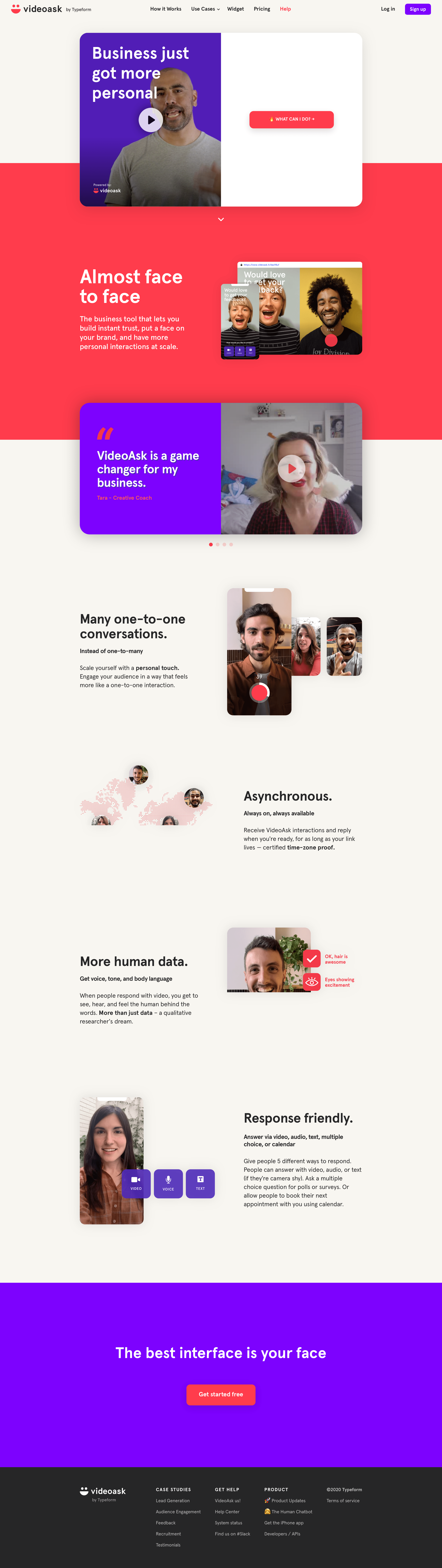 Videoask - Landing page screen
