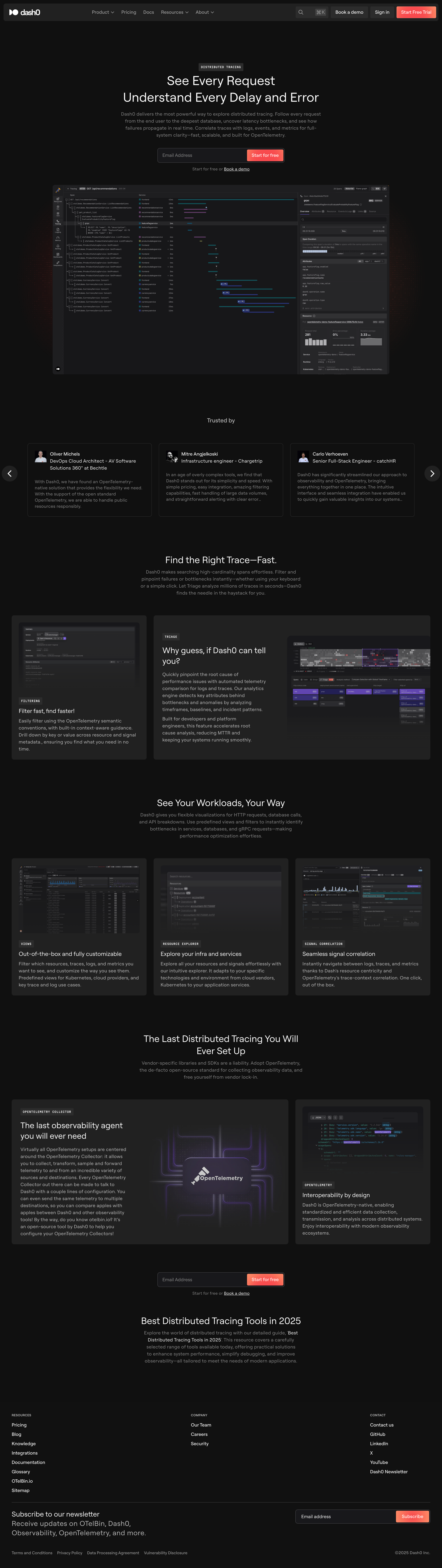Dash0 - Distributed Tracing · Dash0 screen