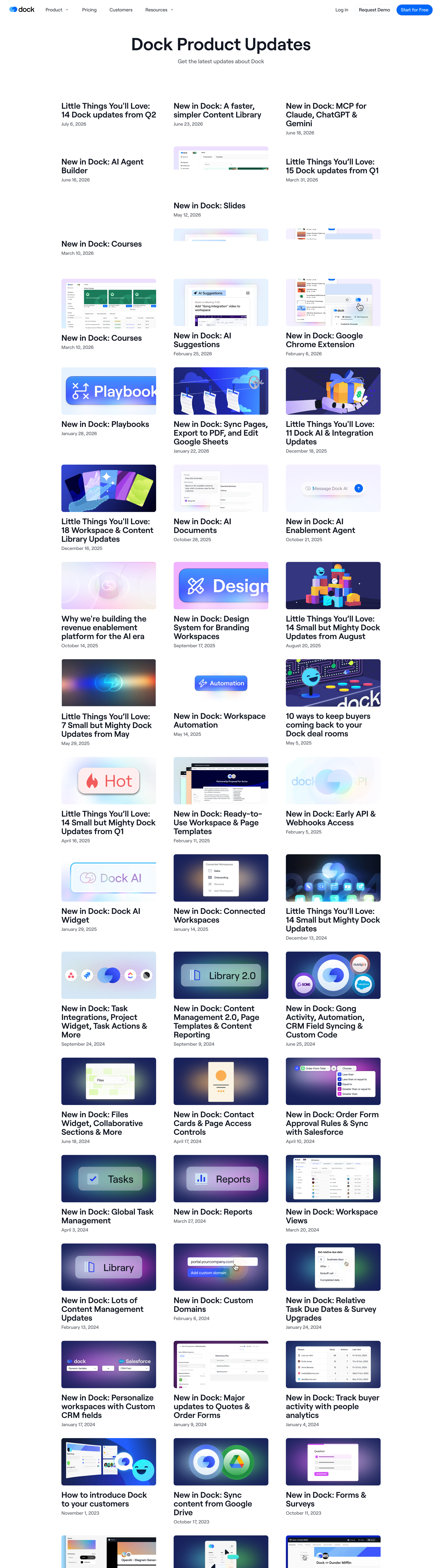 Dock - Dock Product Updates screen