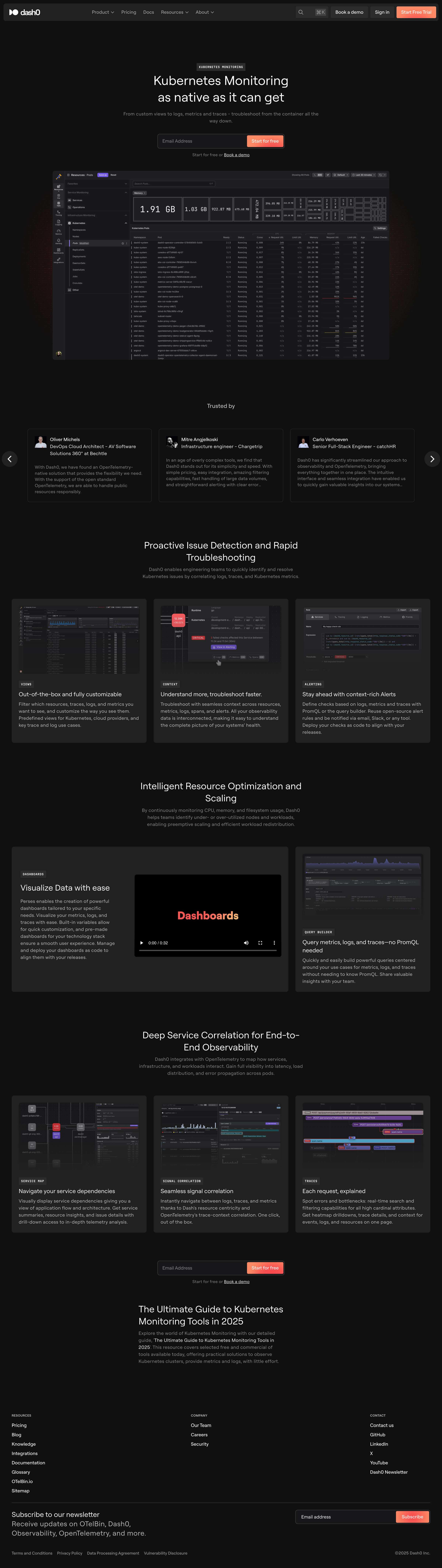 Dash0 - Kubernetes Monitoring · Dash0 screen