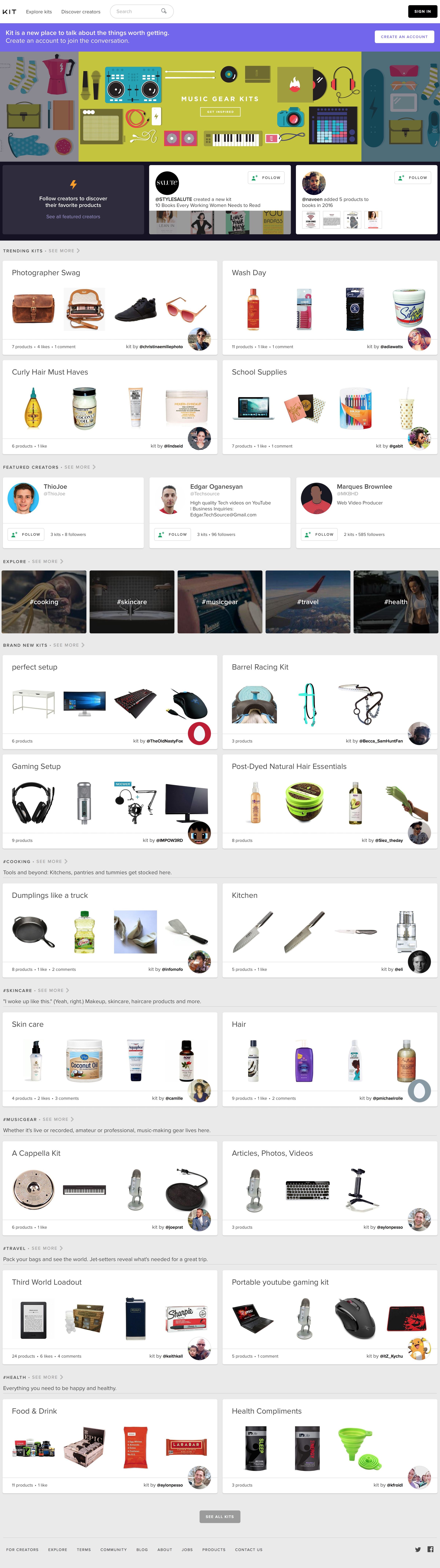 Landing page from Kit
