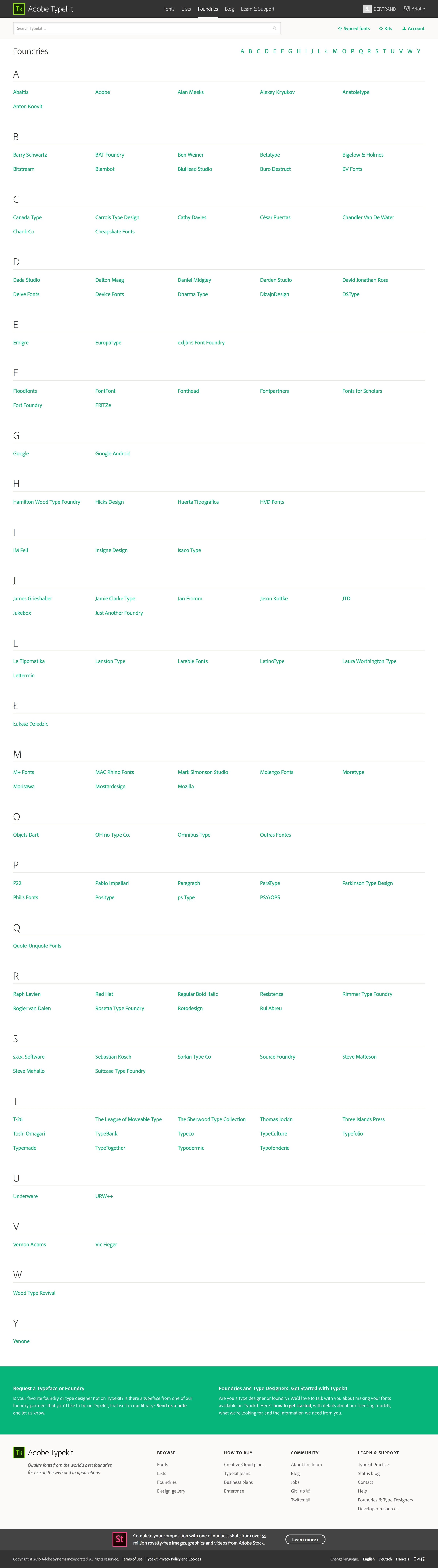 Typekit - List screen