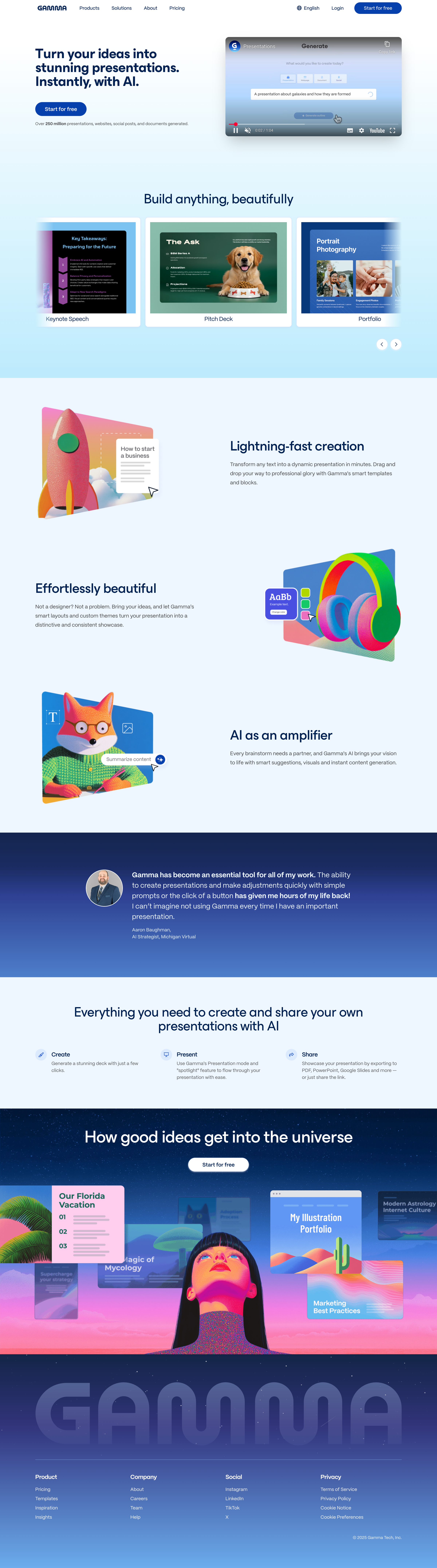 Gamma - Gamma for Presentations | Build Decks Instantly with AI Gamma screen