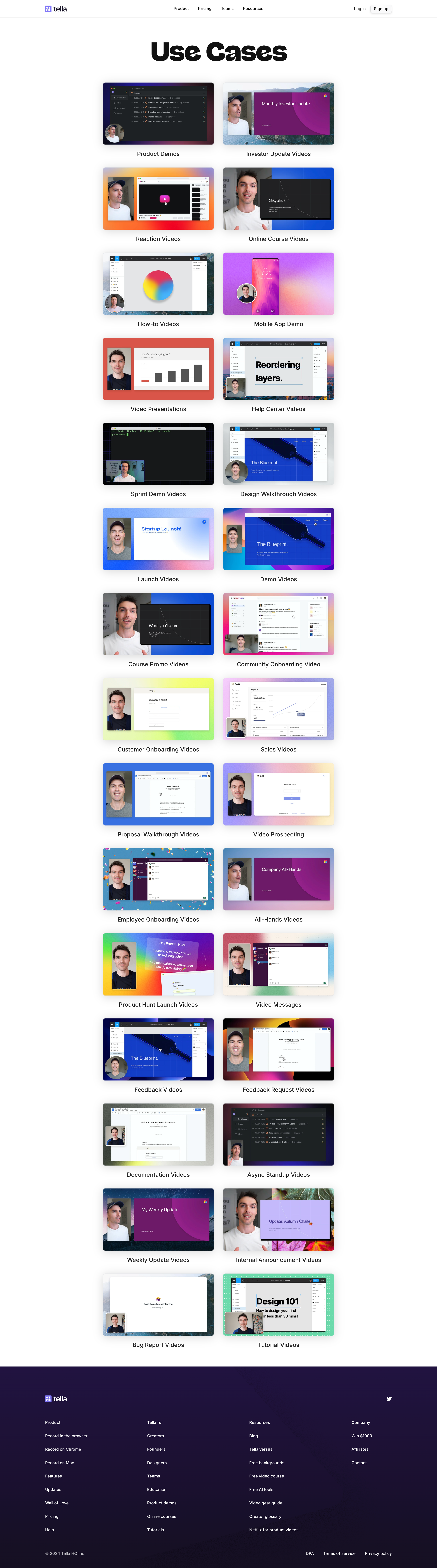 Tella - Tella — Use Cases screen