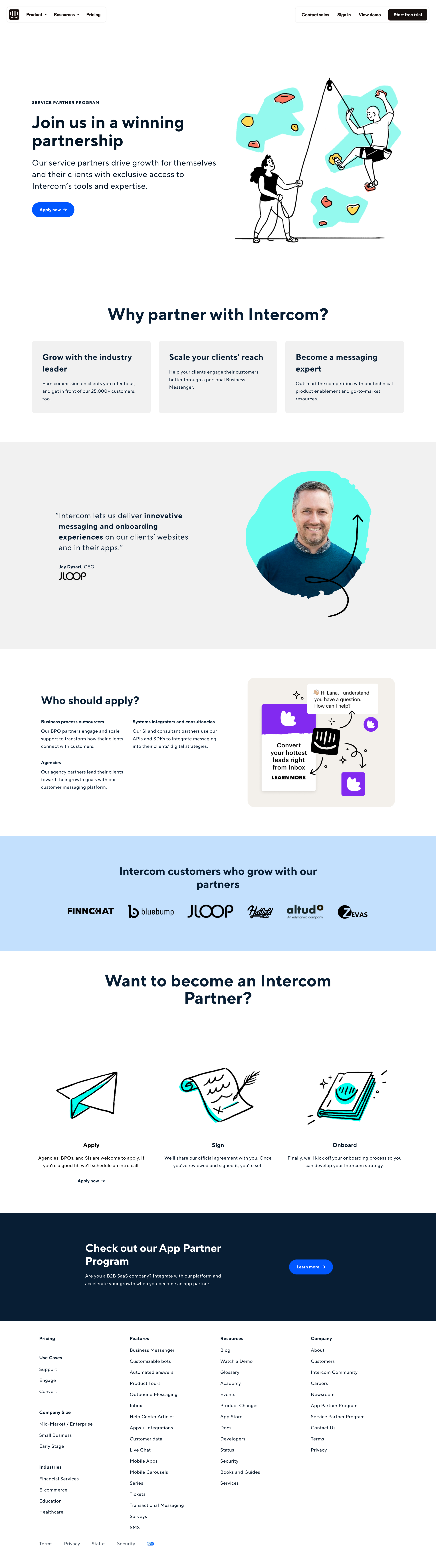 Intercom - Intercom Service Partner Program screen