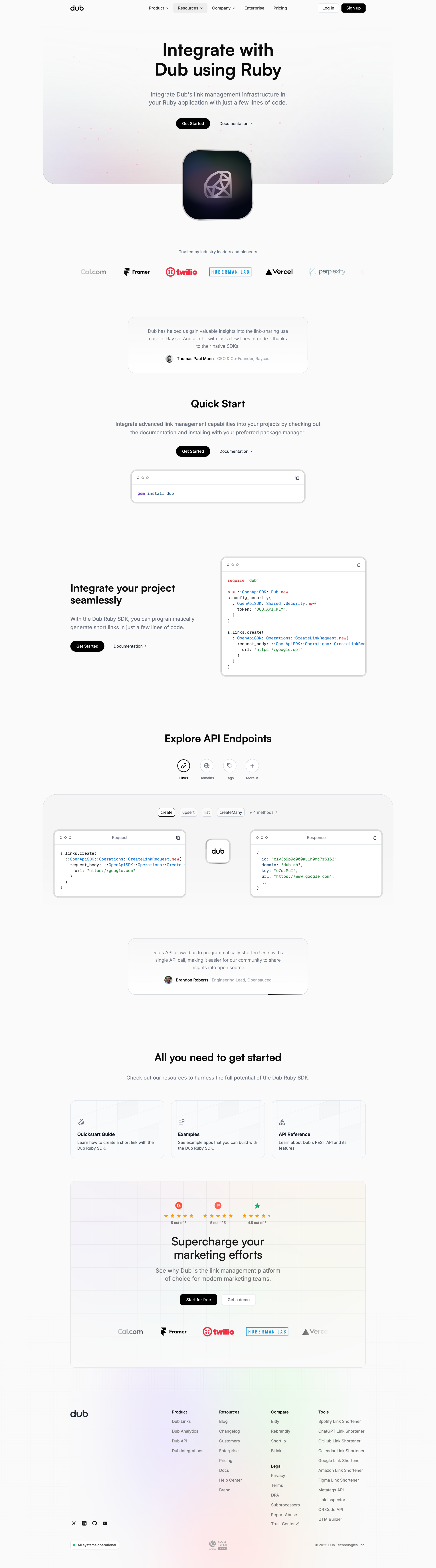 Dub - Dub Ruby SDK | Dub.co screen