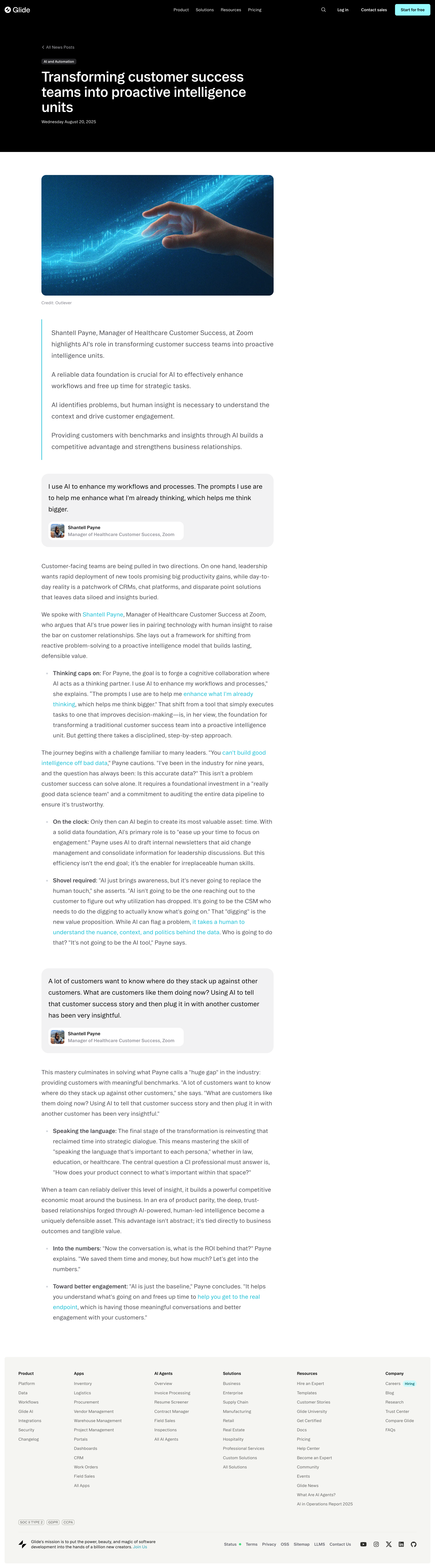 Glide - Transforming customer success teams into proactive intelligence units Glide screen