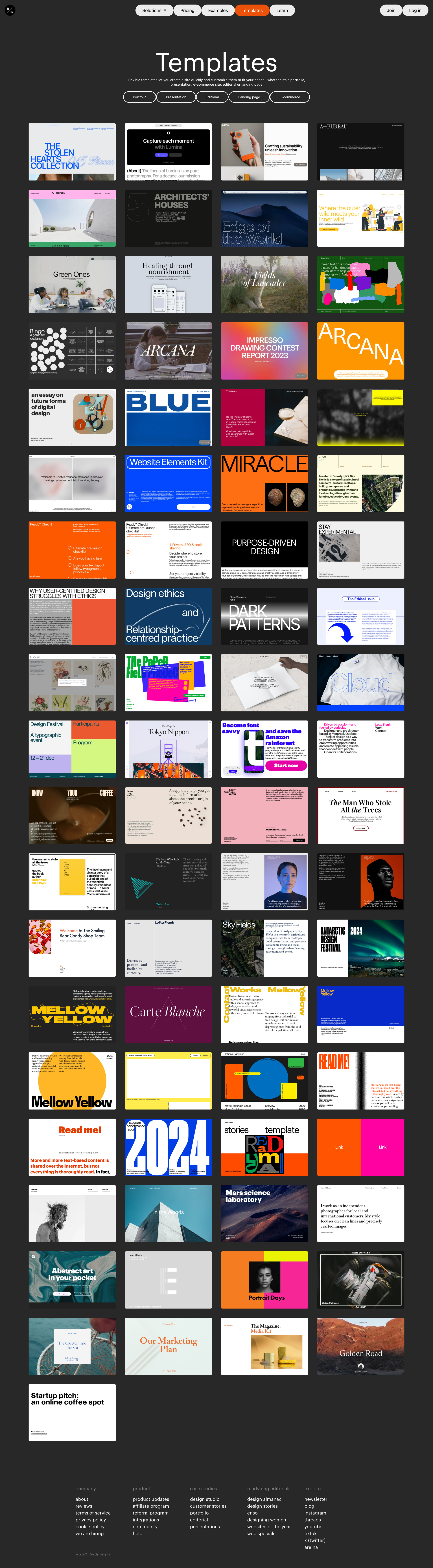 Readymag - Readymag templates screen