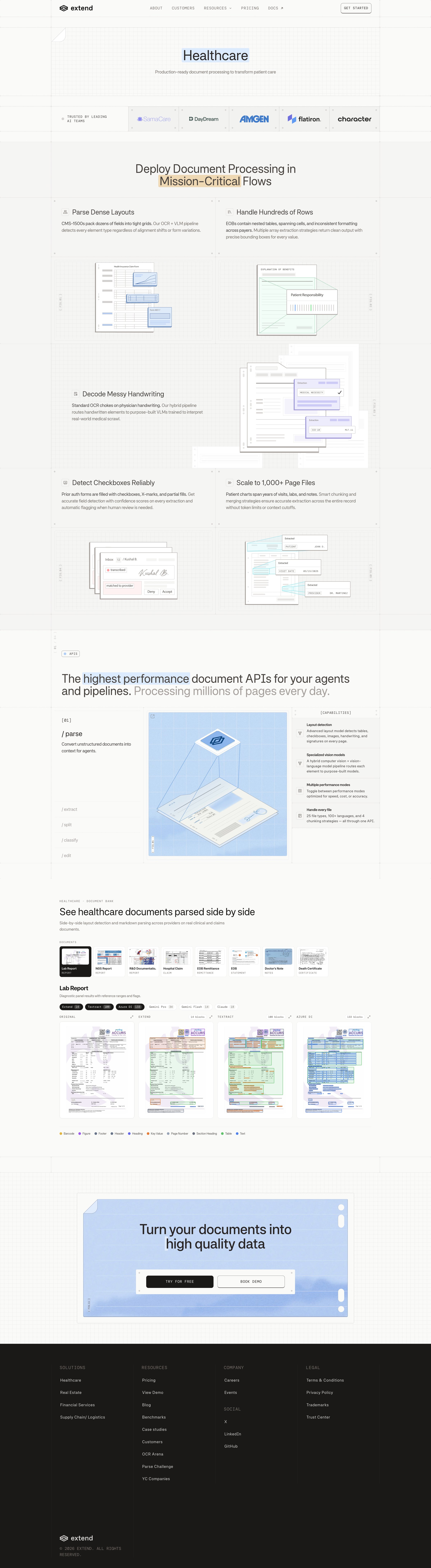 Extend - AI Document Processing Healthcare OCR Solutions | Extend screen