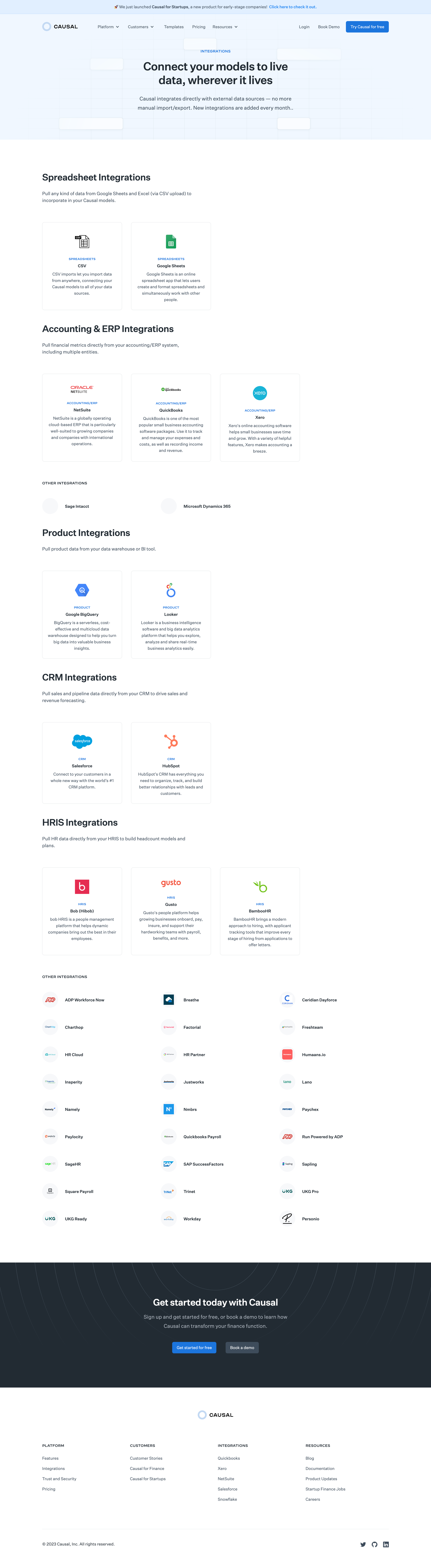Causal - Integrations - Causal screen