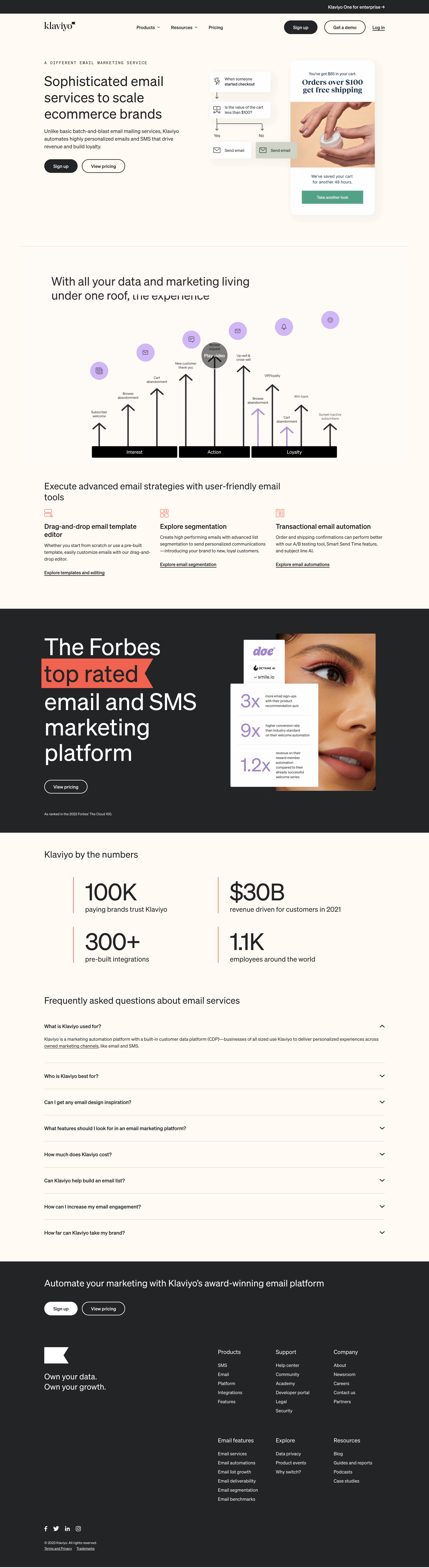 Klaviyo - Email Mailing Best Email Marketing Services | Klaviyo Email screen