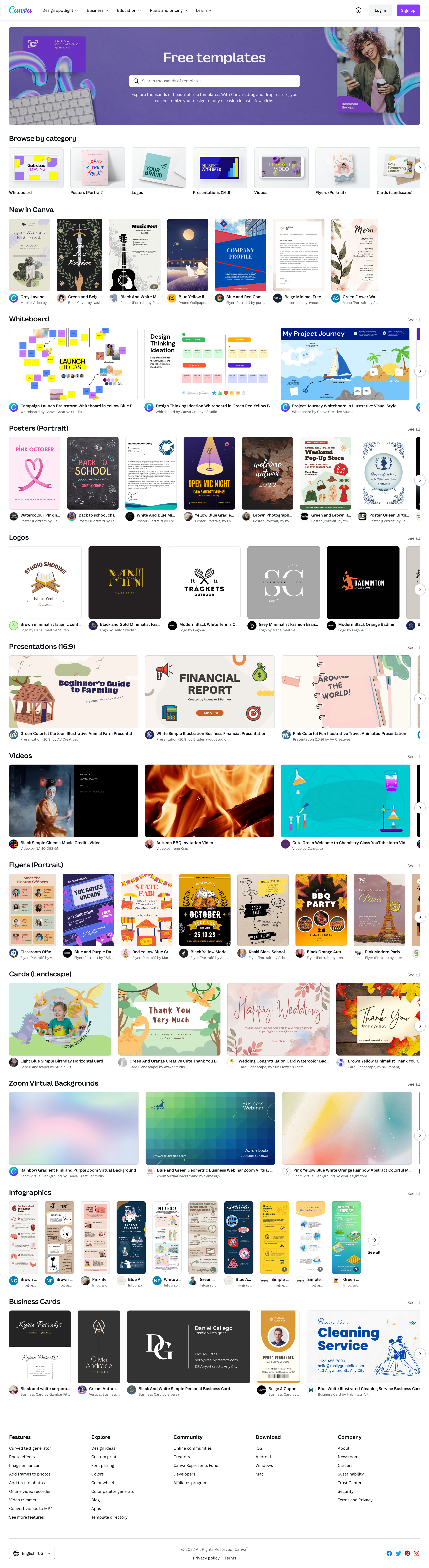Canva - Free templates | Canva screen