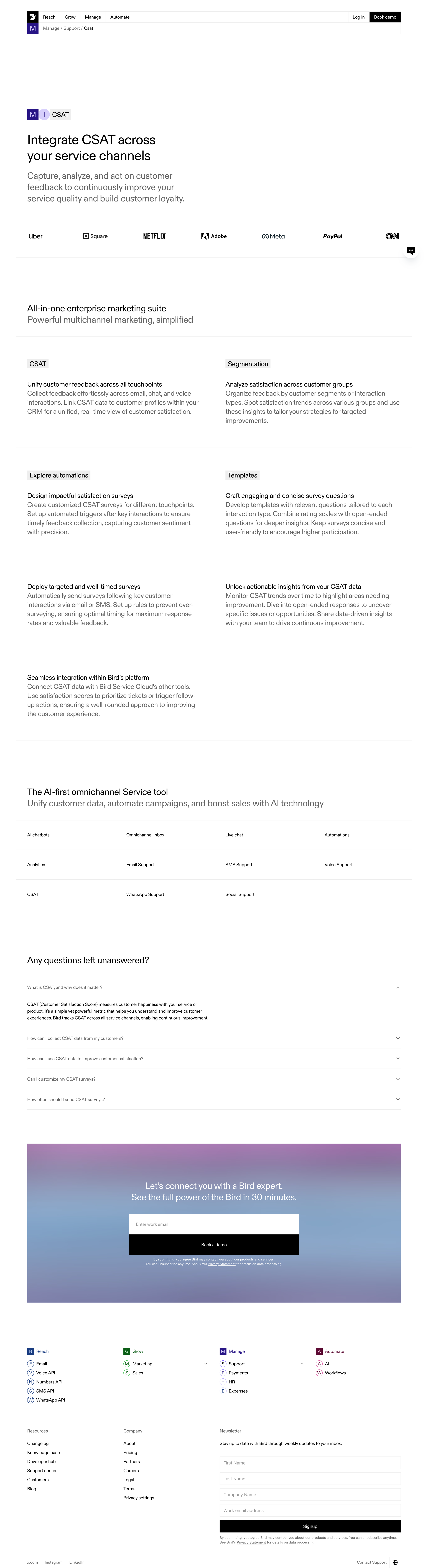 Bird - Customer Satisfaction (CSAT) Analytics Platform Powered By AI Bird screen