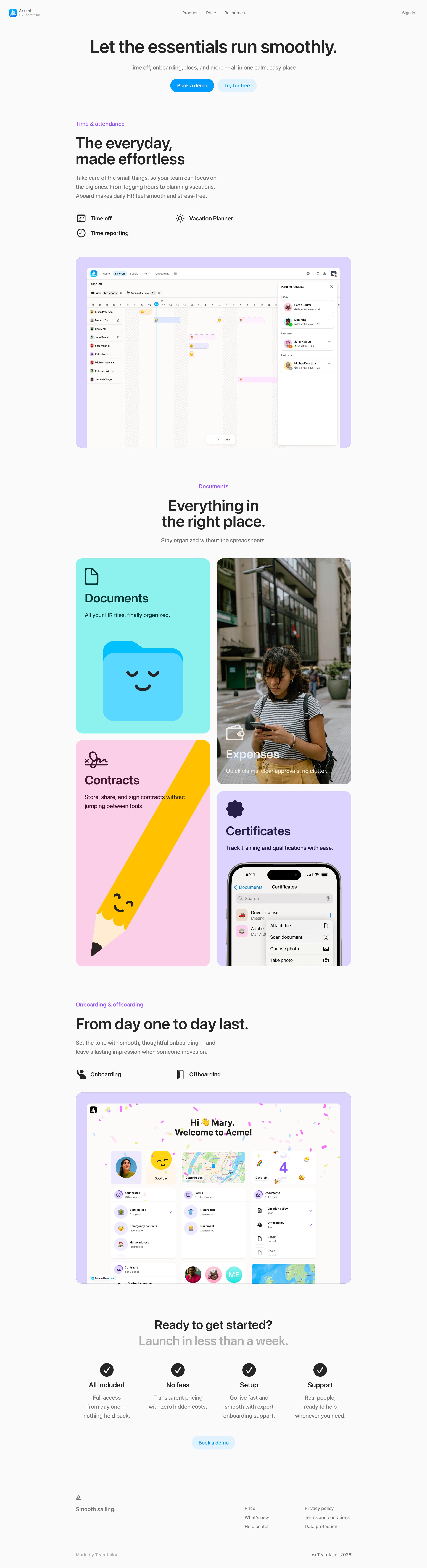 Aboard - Everyday HR — Aboard screen