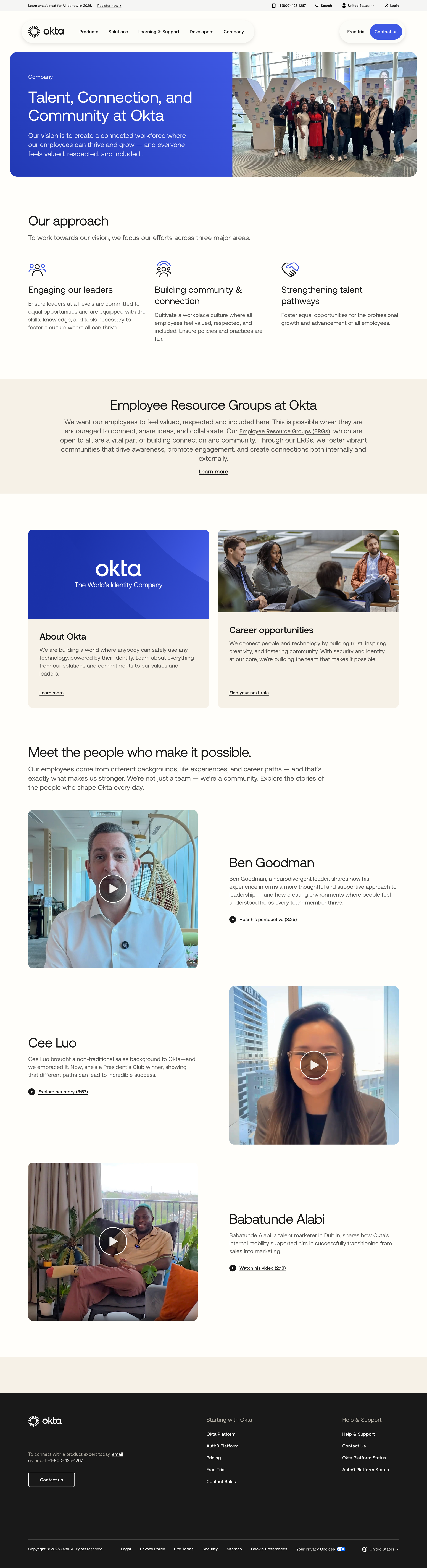 Okta - Talent, Connection, and Community Okta screen