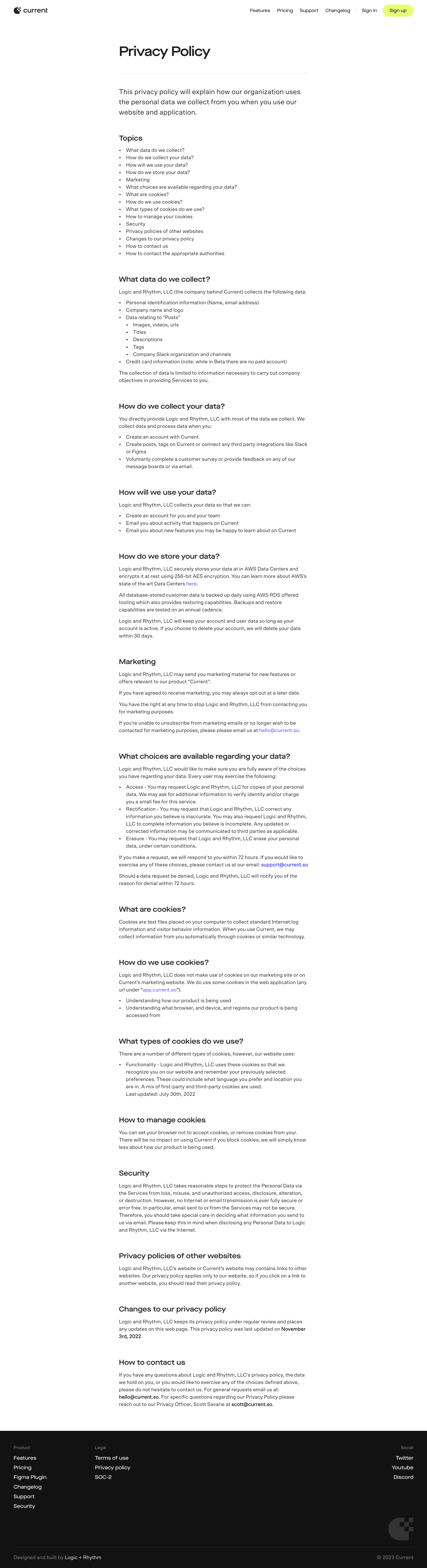 Current - Current - Privacy Policy screen