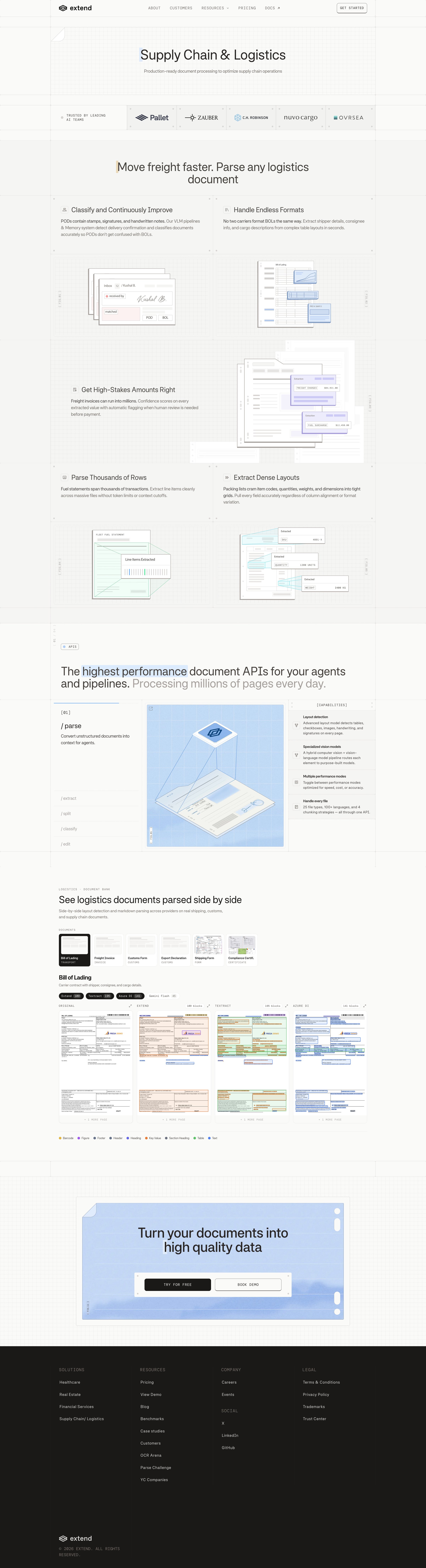Extend - AI Document Processing Supply Chain & Logistics OCR | Extend screen