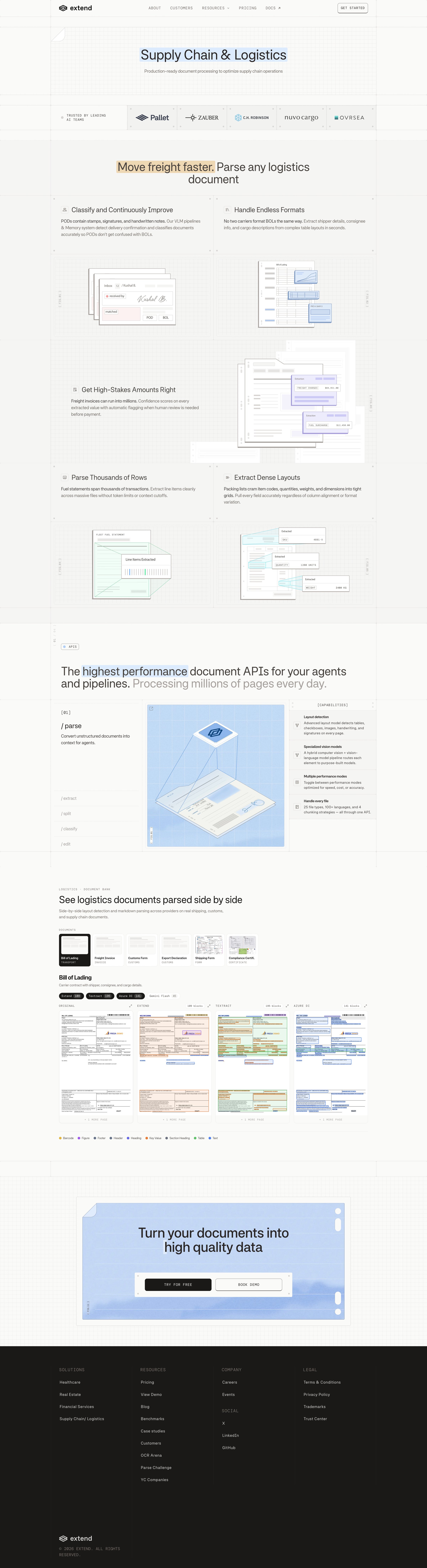 Extend - AI Document Processing Supply Chain & Logistics OCR | Extend screen