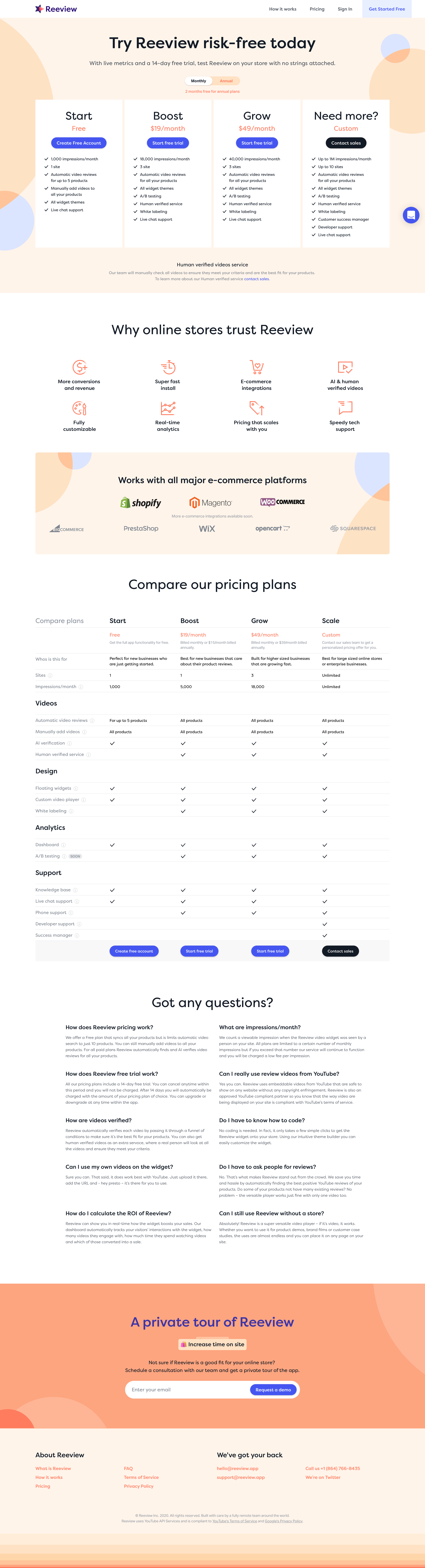 Reeview - Pricing - More sales With Product Videos - Reeview screen