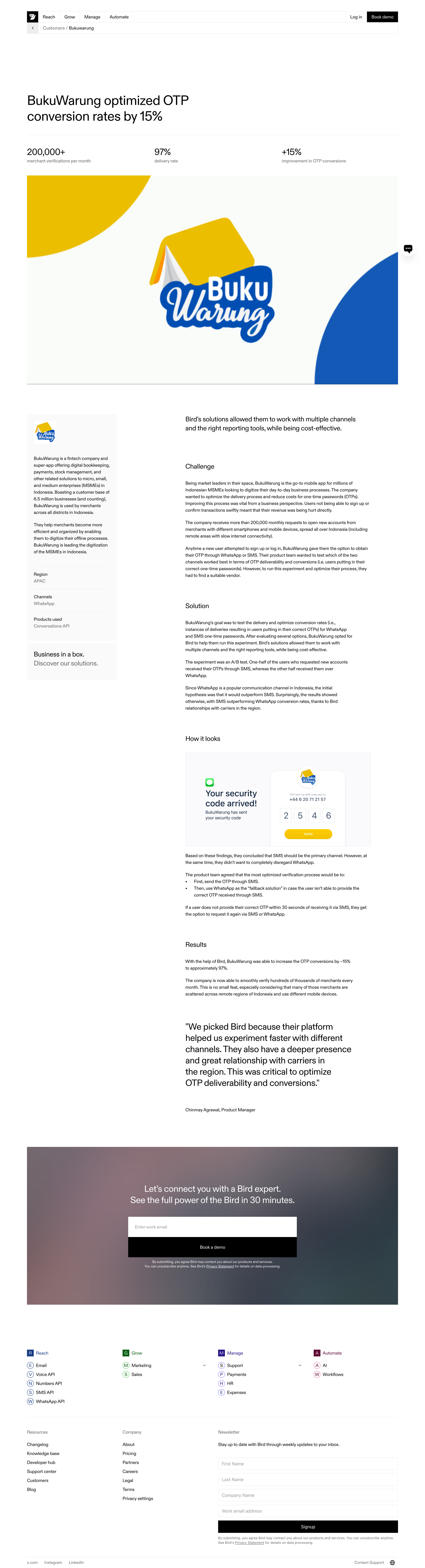 Bird - BukuWarung Increases OTP Conversion Rates by 15 with Bird screen