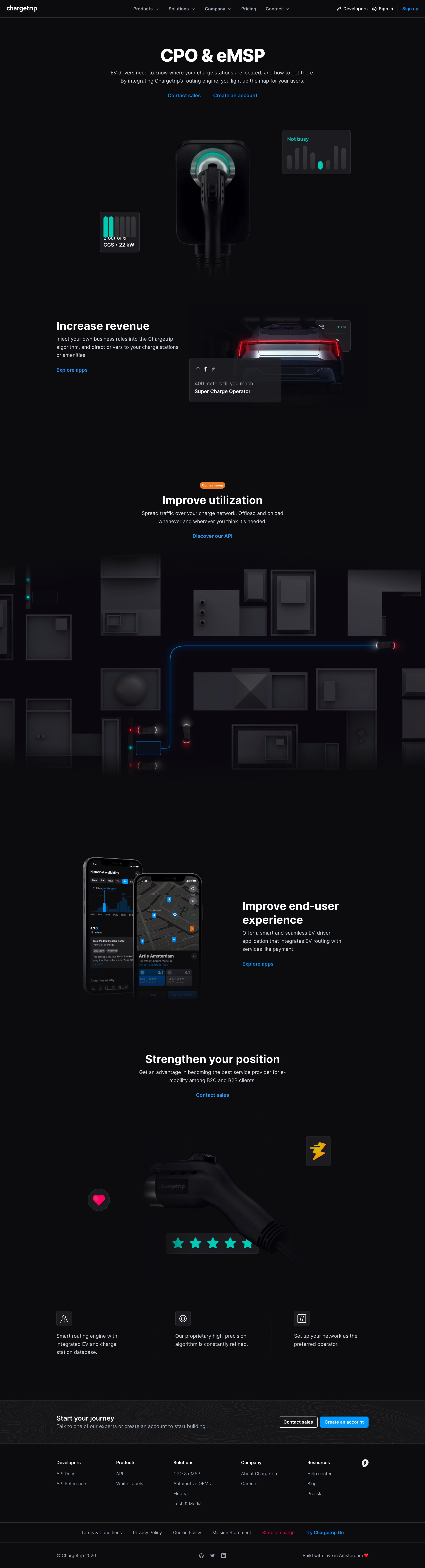 Chargetrip - Solutions for CPOs and EMSPs - EV Routing | Chargetrip screen