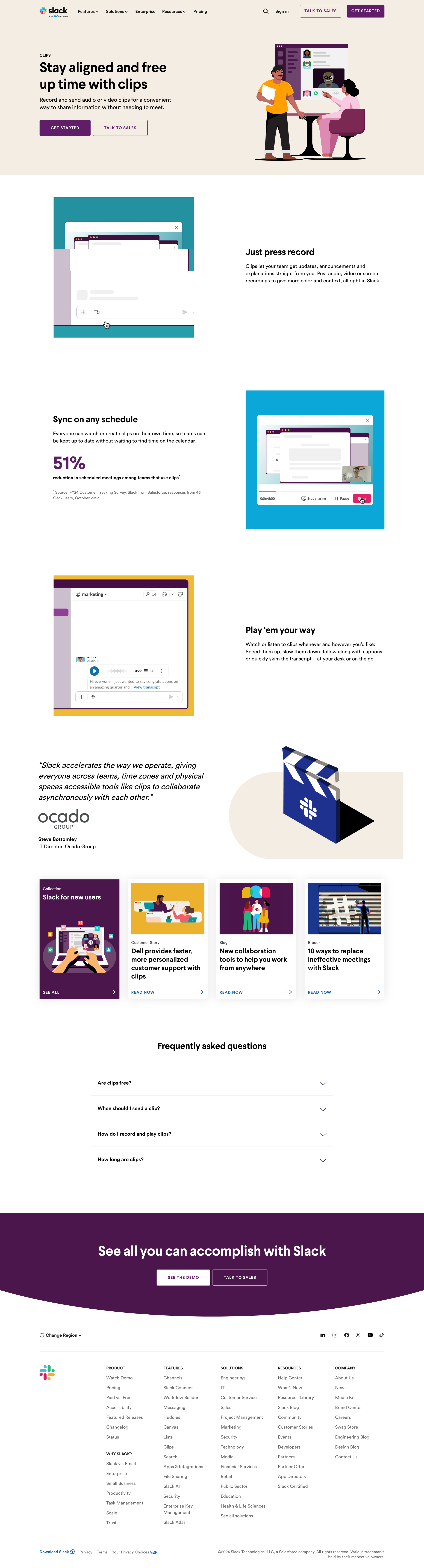 Slack - Slack Clips - Record and send audio or video messaging screen